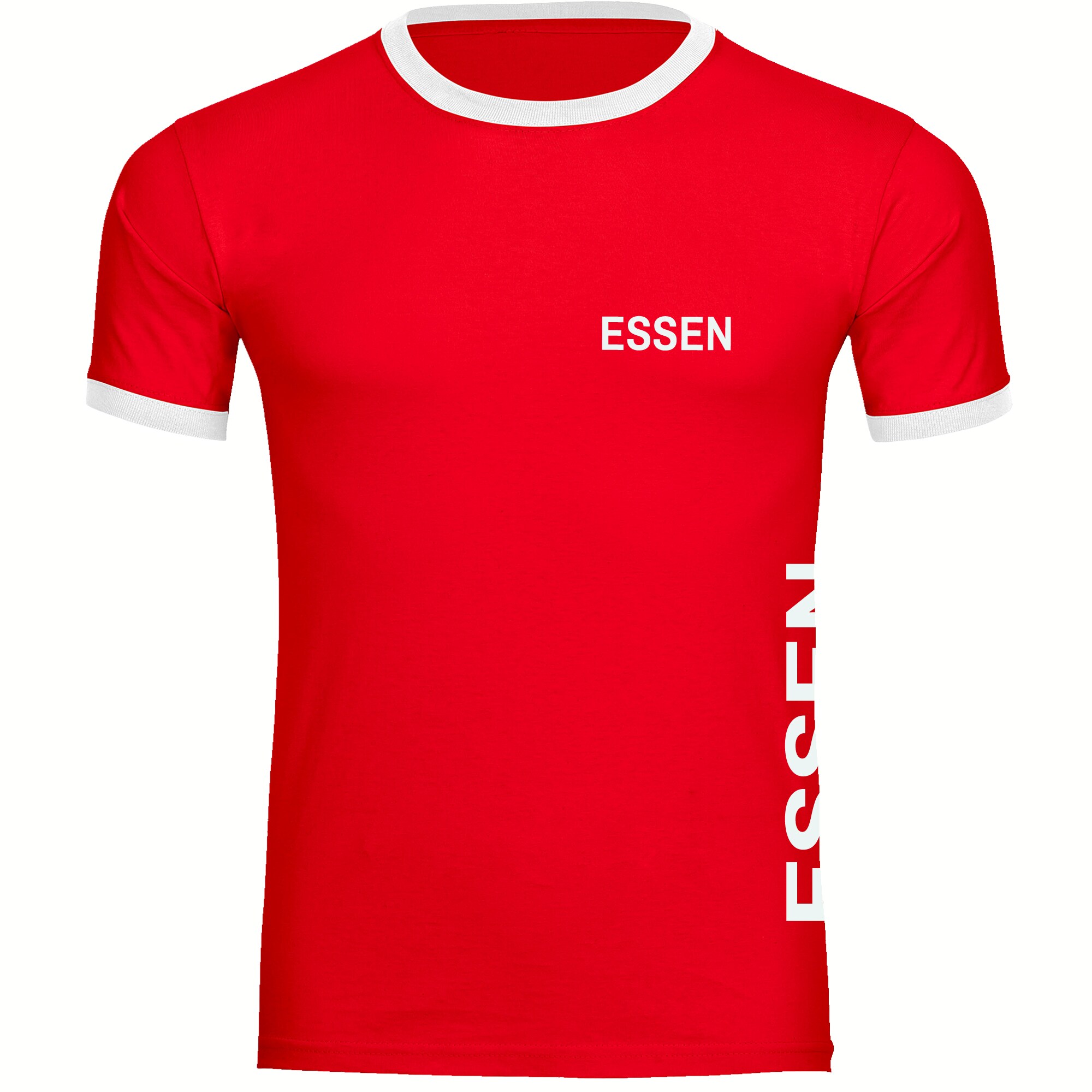 multifanshop Kontrast T-Shirt - Essen - Brust & Seite - Druck wei&szlig; - M&auml;nner 