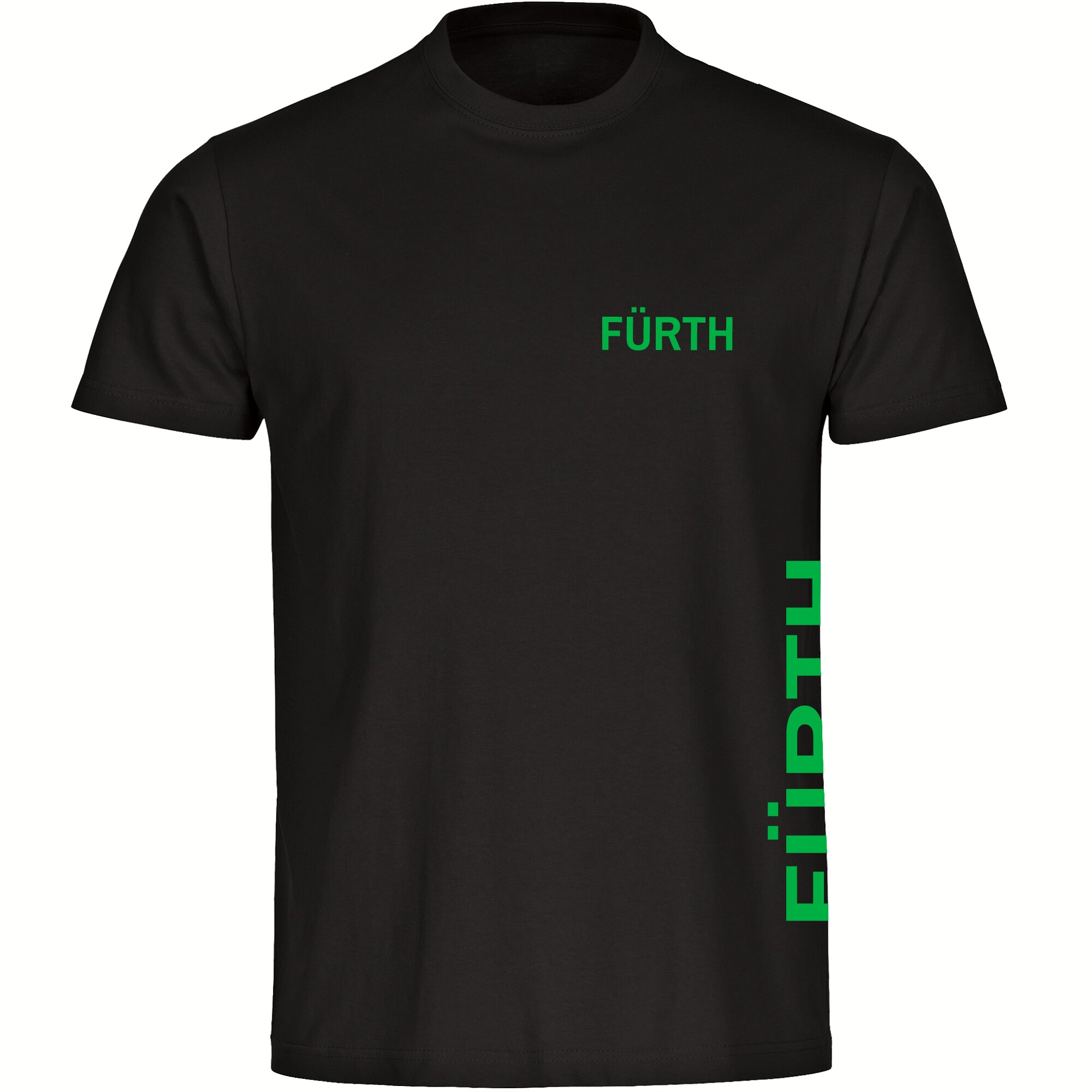 multifanshop Herren T-Shirt - F&uuml;rth - Brust & Seite - Druck gr&uuml;n - M&auml;nner 