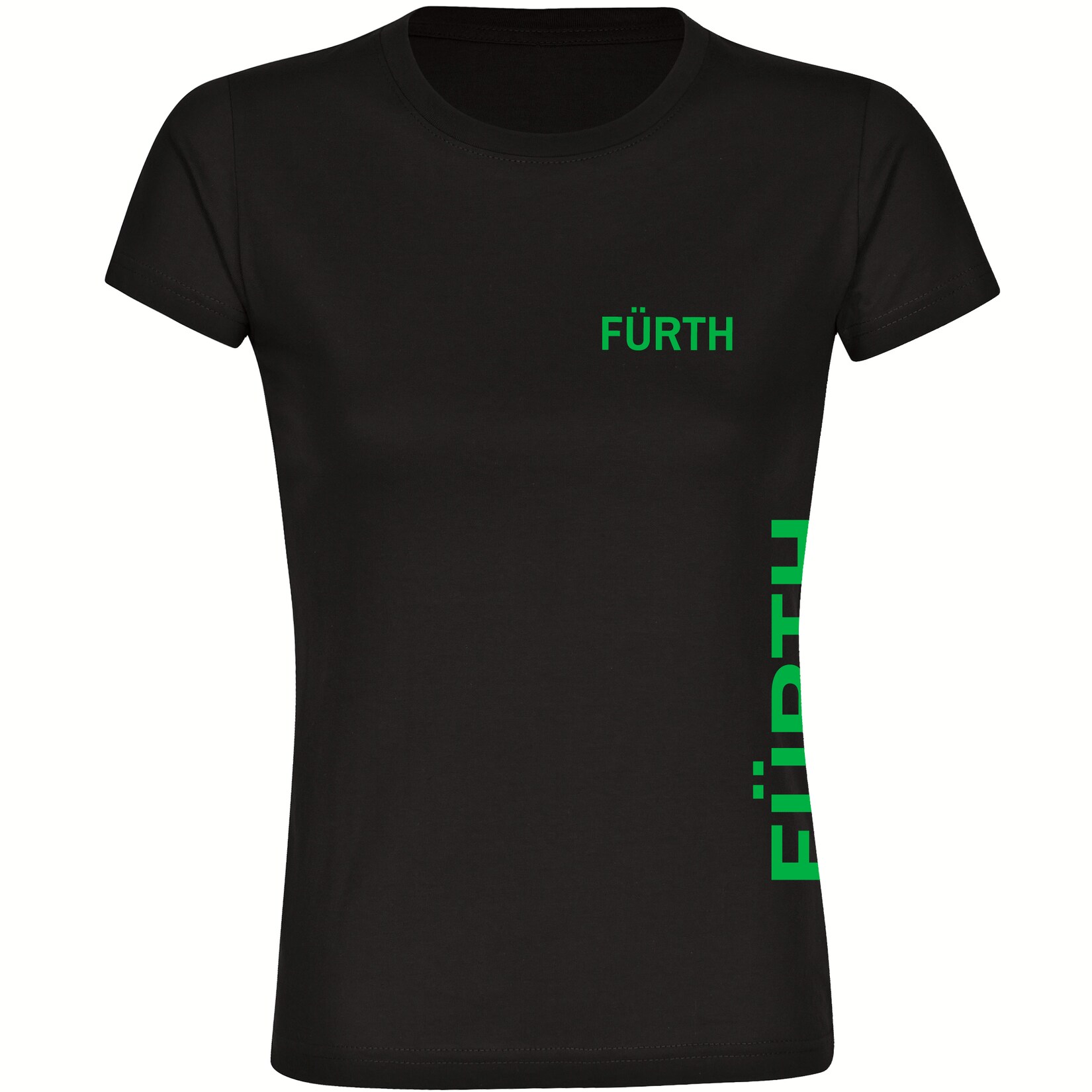 Damen T-Shirt - Fürth - Brust & Seite - Druck grün - Frauen