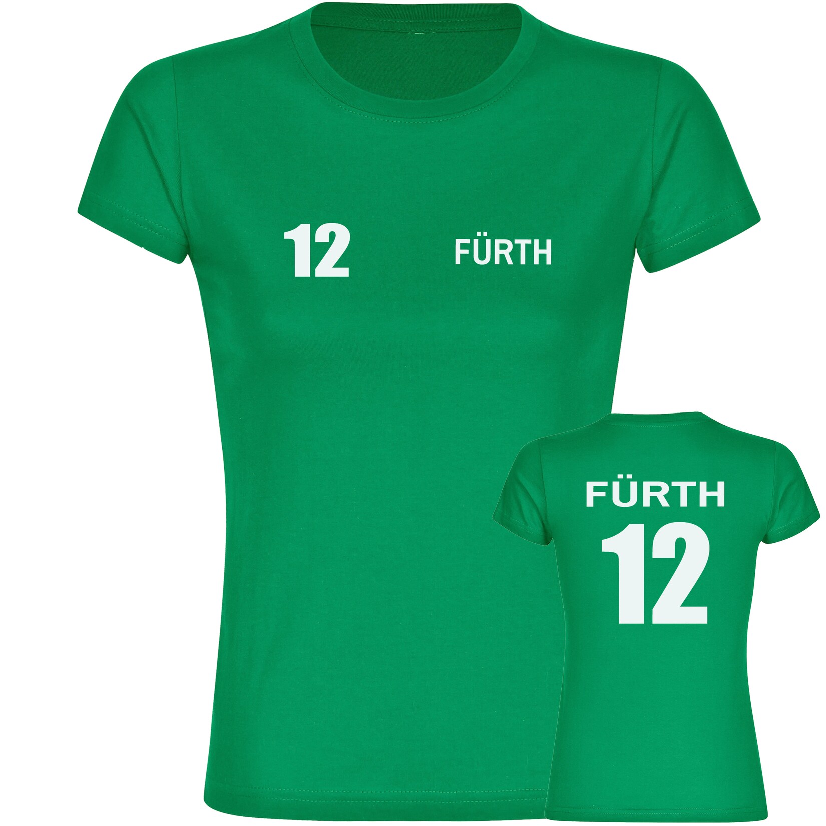 Damen T-Shirt - Fürth - Trikot Nummer 12 - Druck weiß - Frauen