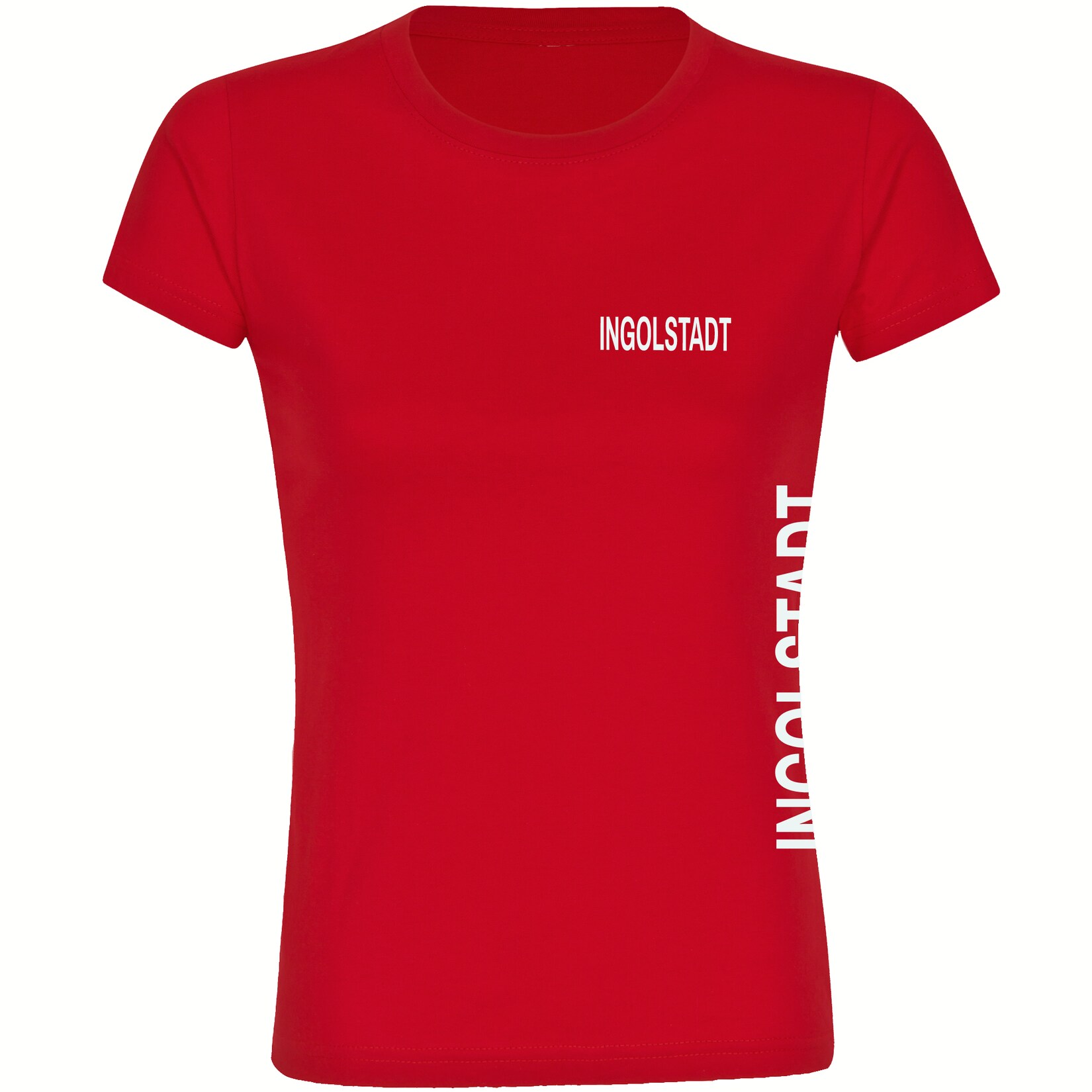 Damen T-Shirt - Ingolstadt - Brust & Seite - Druck weiß - Frauen