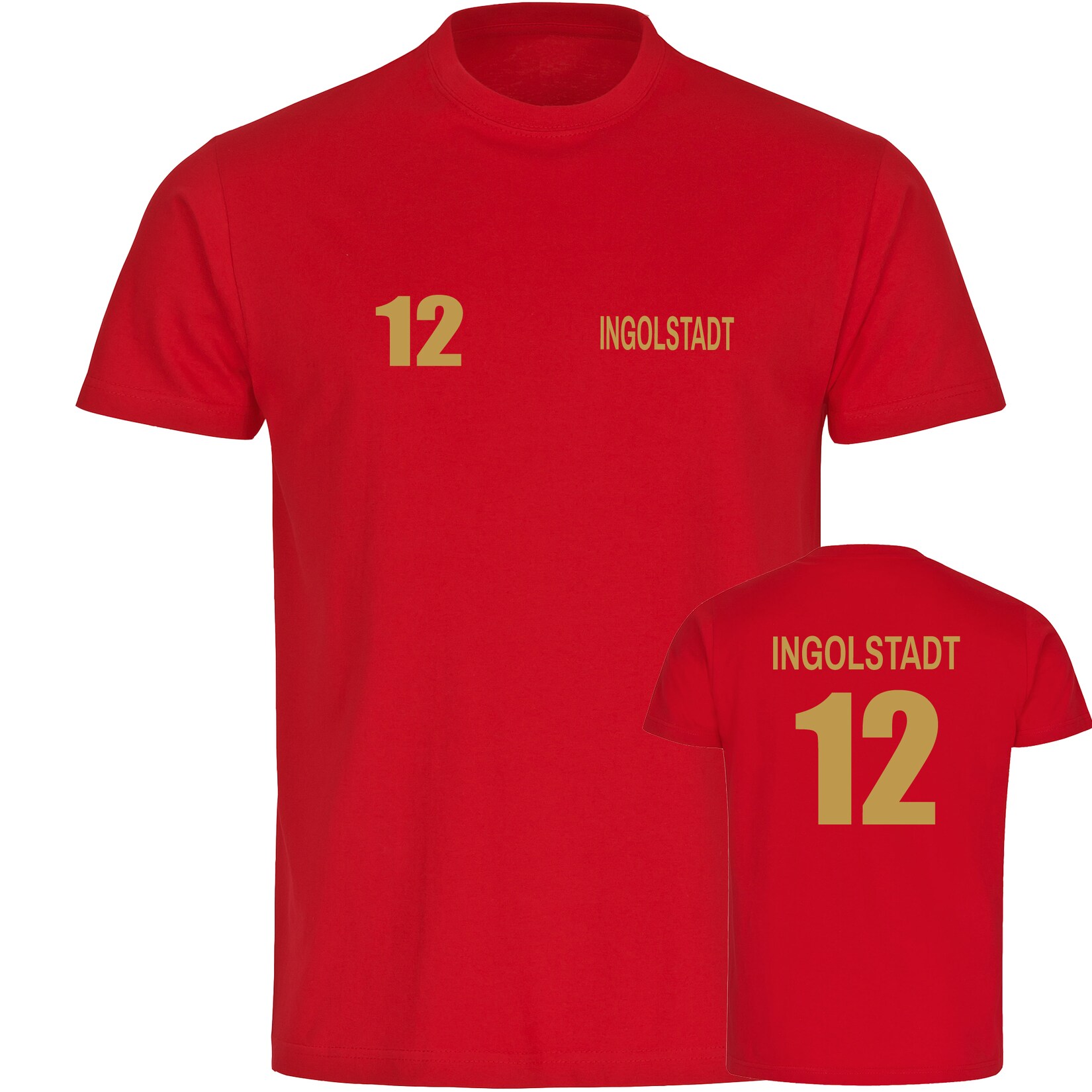 Kinder T-Shirt - Ingolstadt - Trikot Nummer 12 gold - Druck gold metallic - Kind