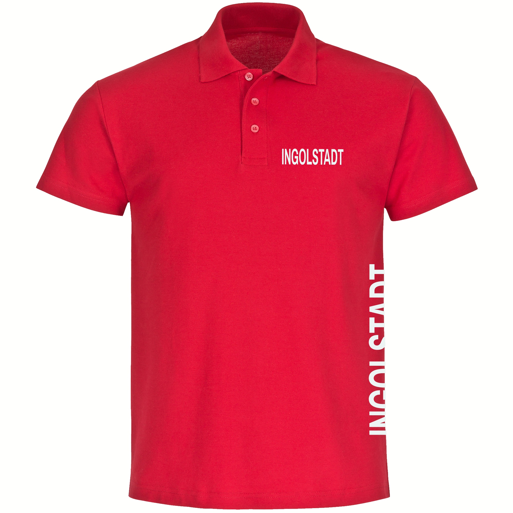 multifanshop Poloshirt - Ingolstadt - Brust & Seite - Druck wei&szlig; - Polo 