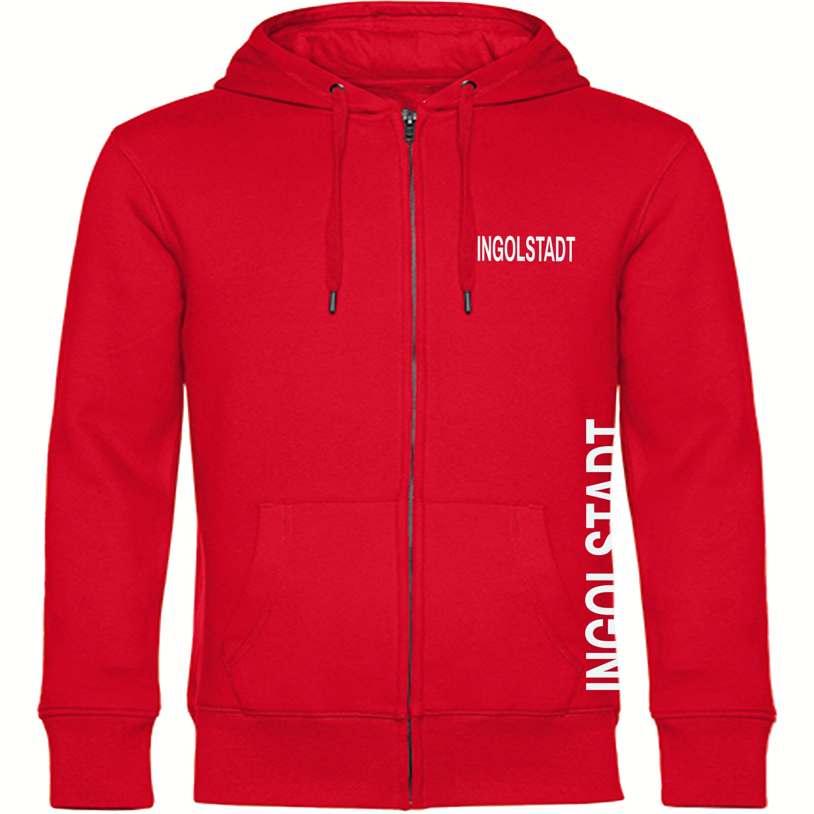 Kapuzen Sweatshirt Jacke - Ingolstadt - Brust & Seite - Druck weiß - Sweat
