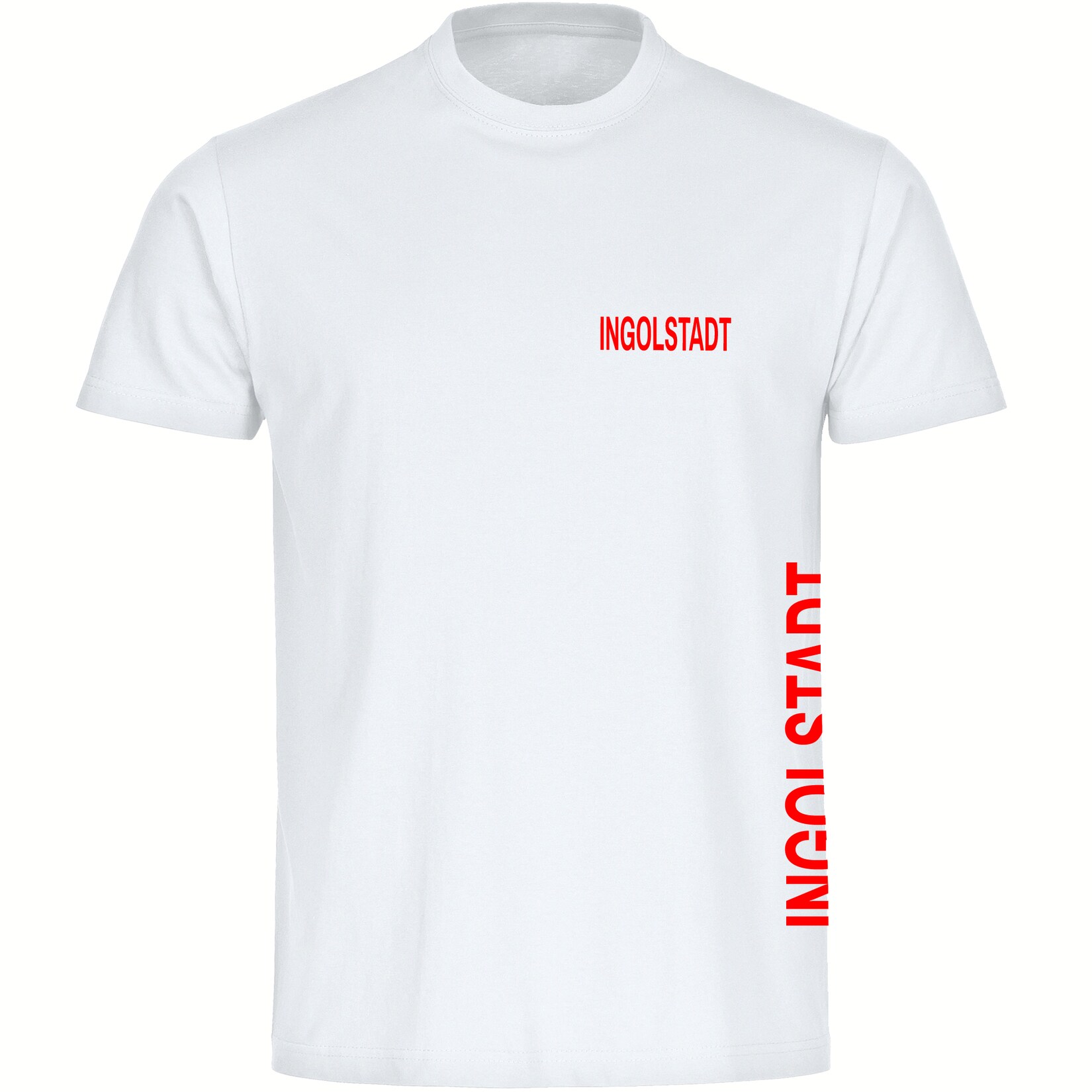 Herren T-Shirt - Ingolstadt - Brust & Seite - Druck rot - Männer