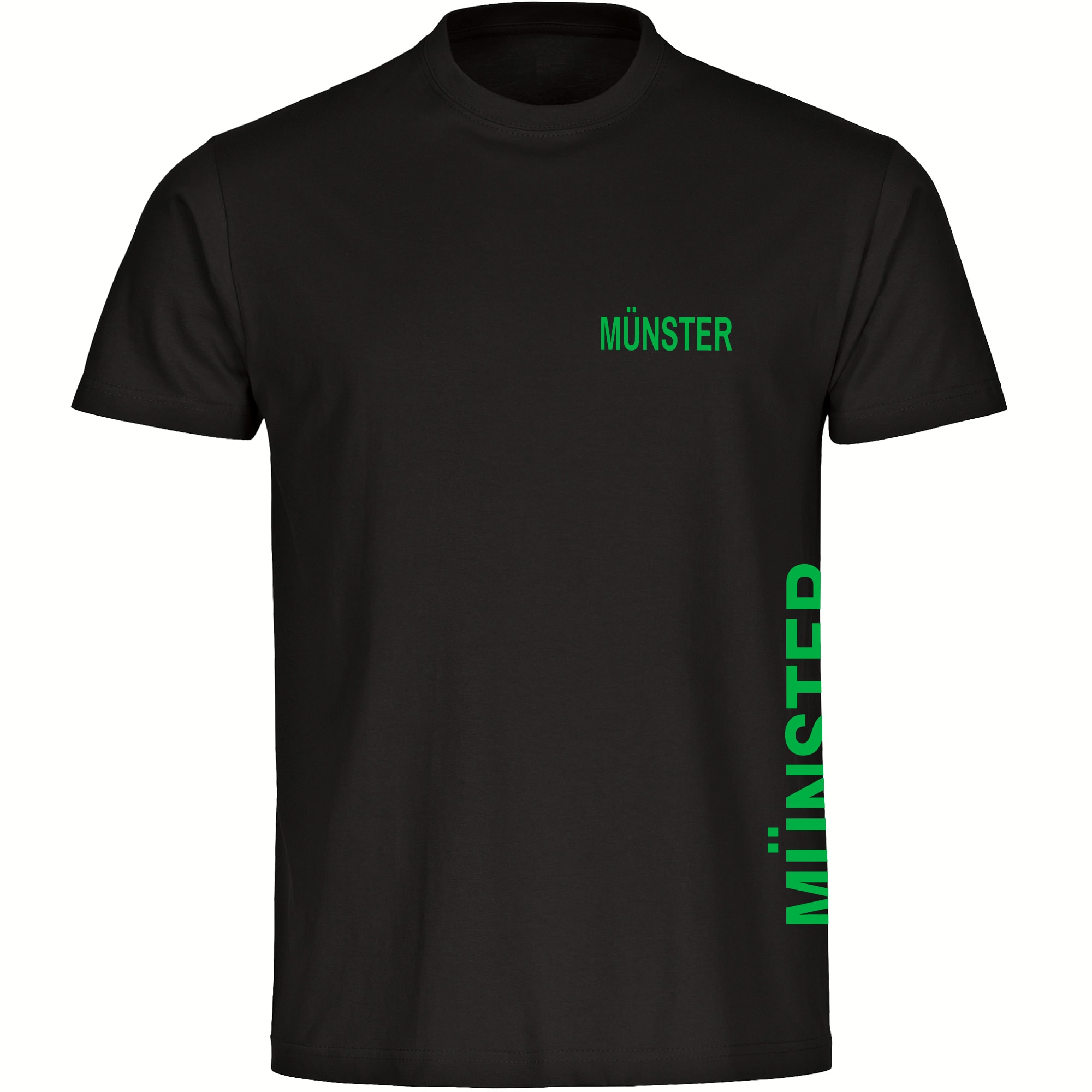 multifanshop Kinder T-Shirt - M&uuml;nster - Brust & Seite - Druck gr&uuml;n - Kind 