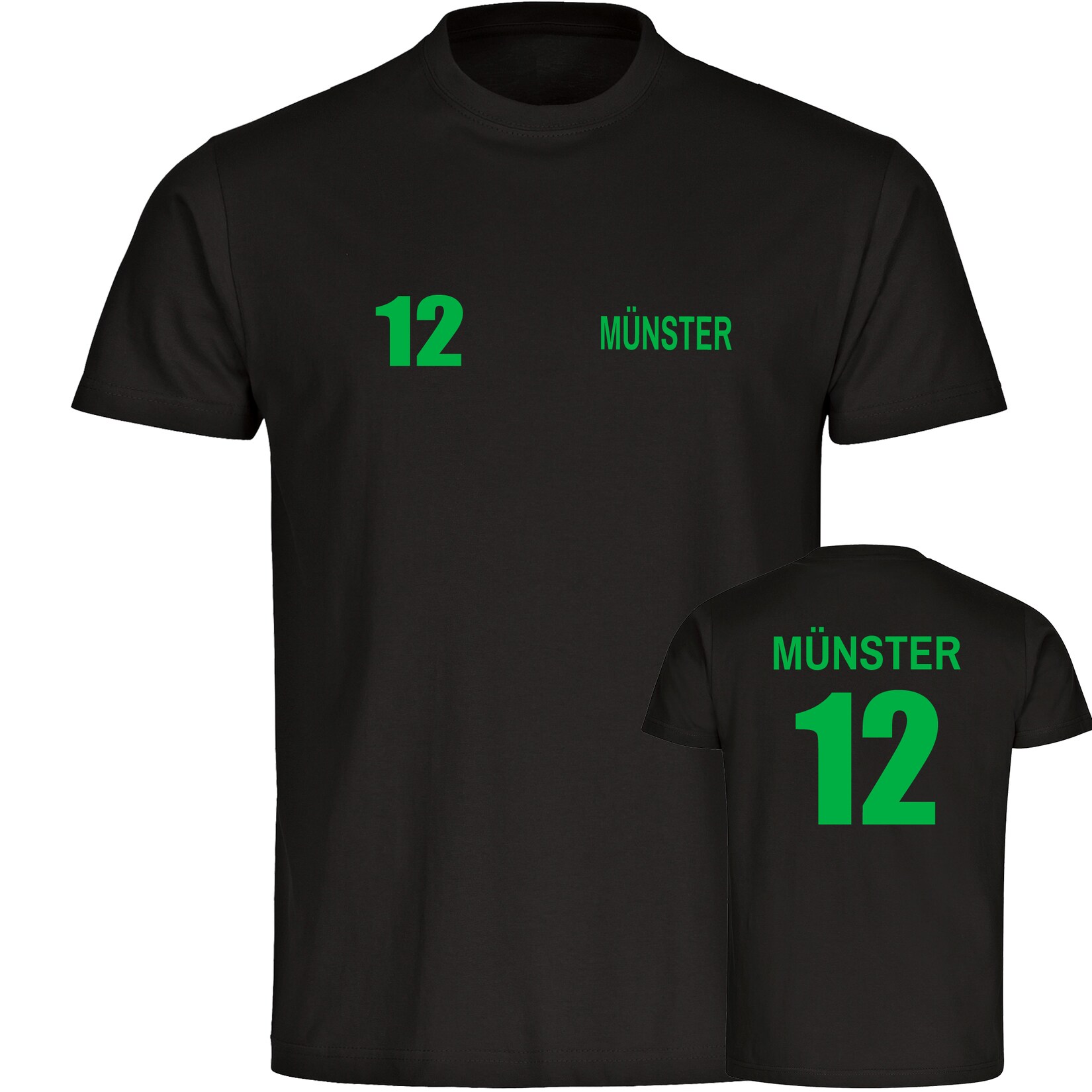 Kinder T-Shirt - Münster - Trikot Nummer 12 - Druck grün - Kind