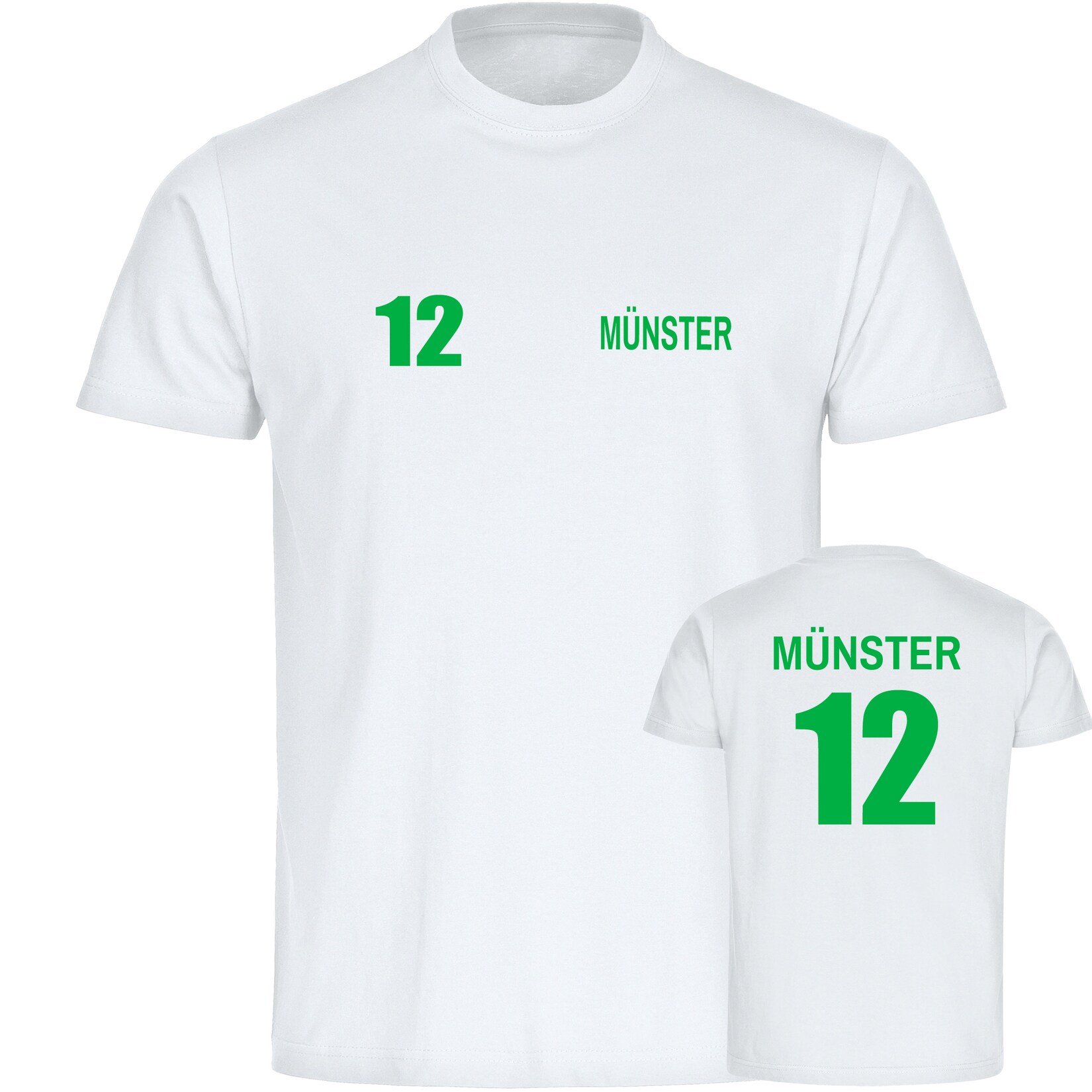 Kinder T-Shirt - Münster - Trikot Nummer 12 - Druck grün - Kind