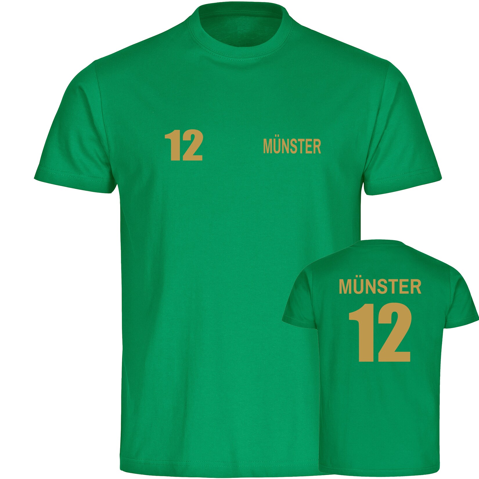 Kinder T-Shirt - Münster - Trikot Nummer 12 gold - Druck gold metallic - Kind