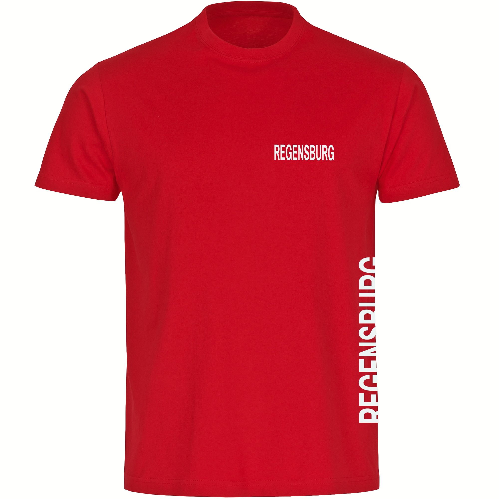 multifanshop Herren T-Shirt - Regensburg - Brust & Seite - Druck wei&szlig; - M&auml;nner 