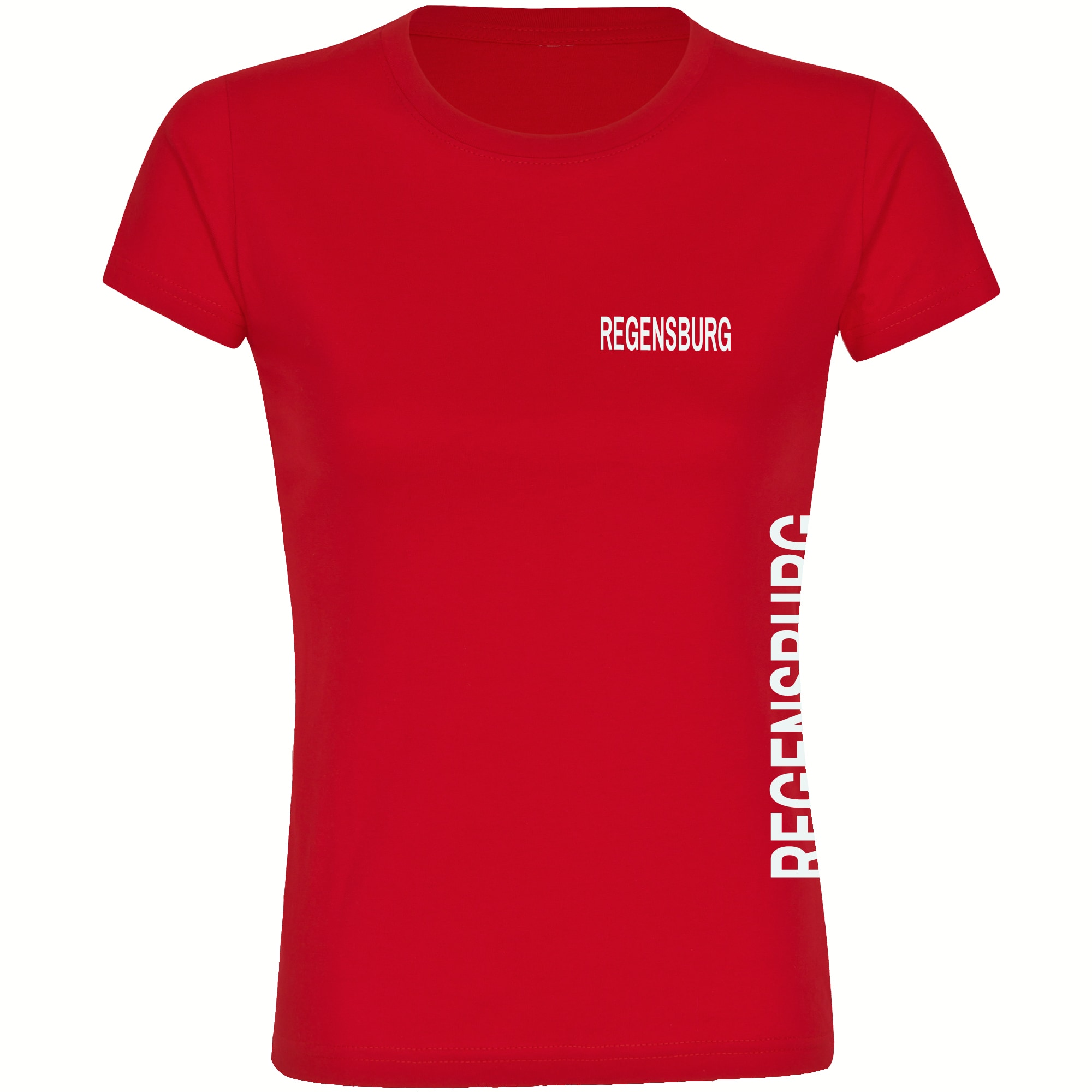 multifanshop Damen T-Shirt - Regensburg - Brust & Seite - Druck wei&szlig; - Frauen 
