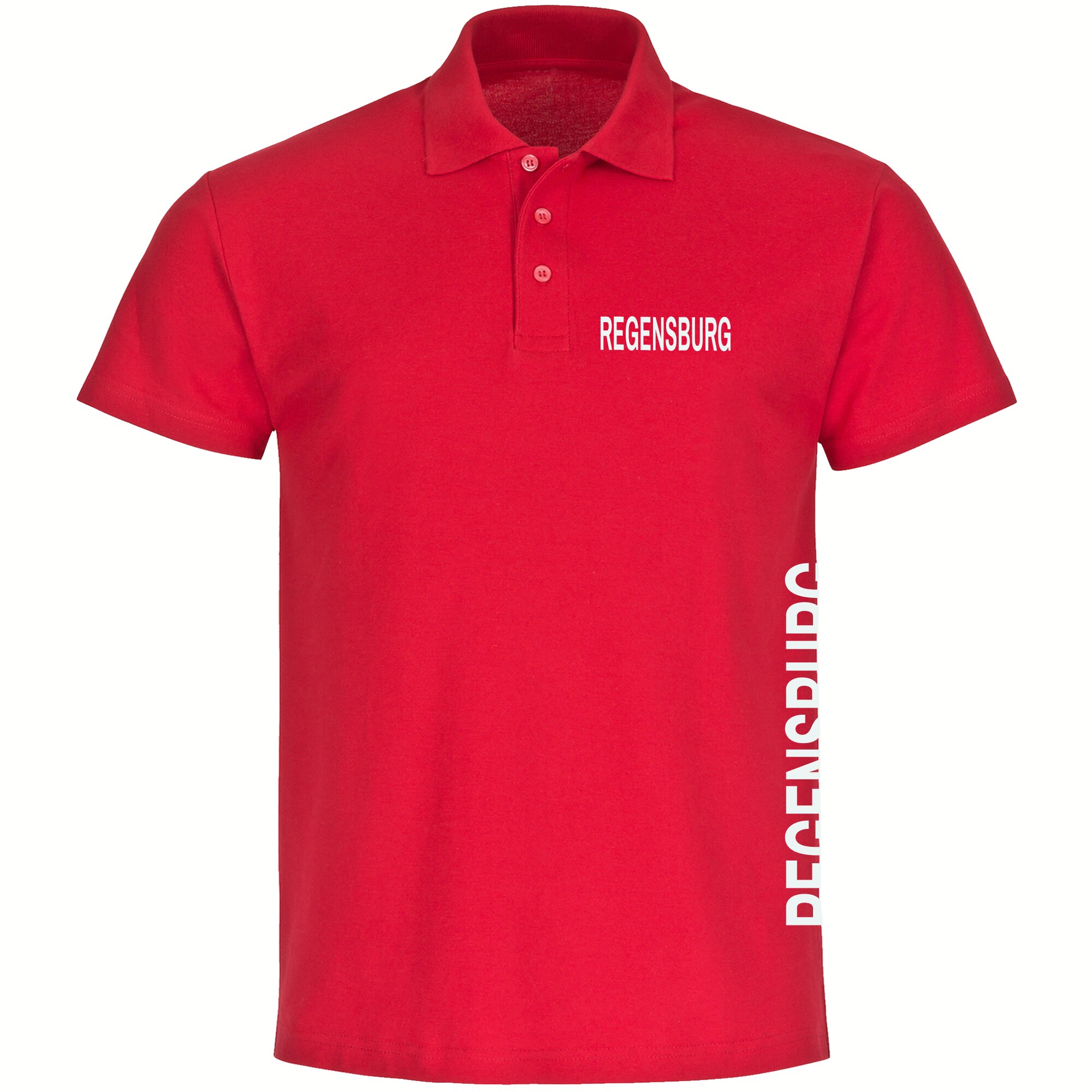 multifanshop Poloshirt - Regensburg - Brust & Seite - Druck wei&szlig; - Polo 