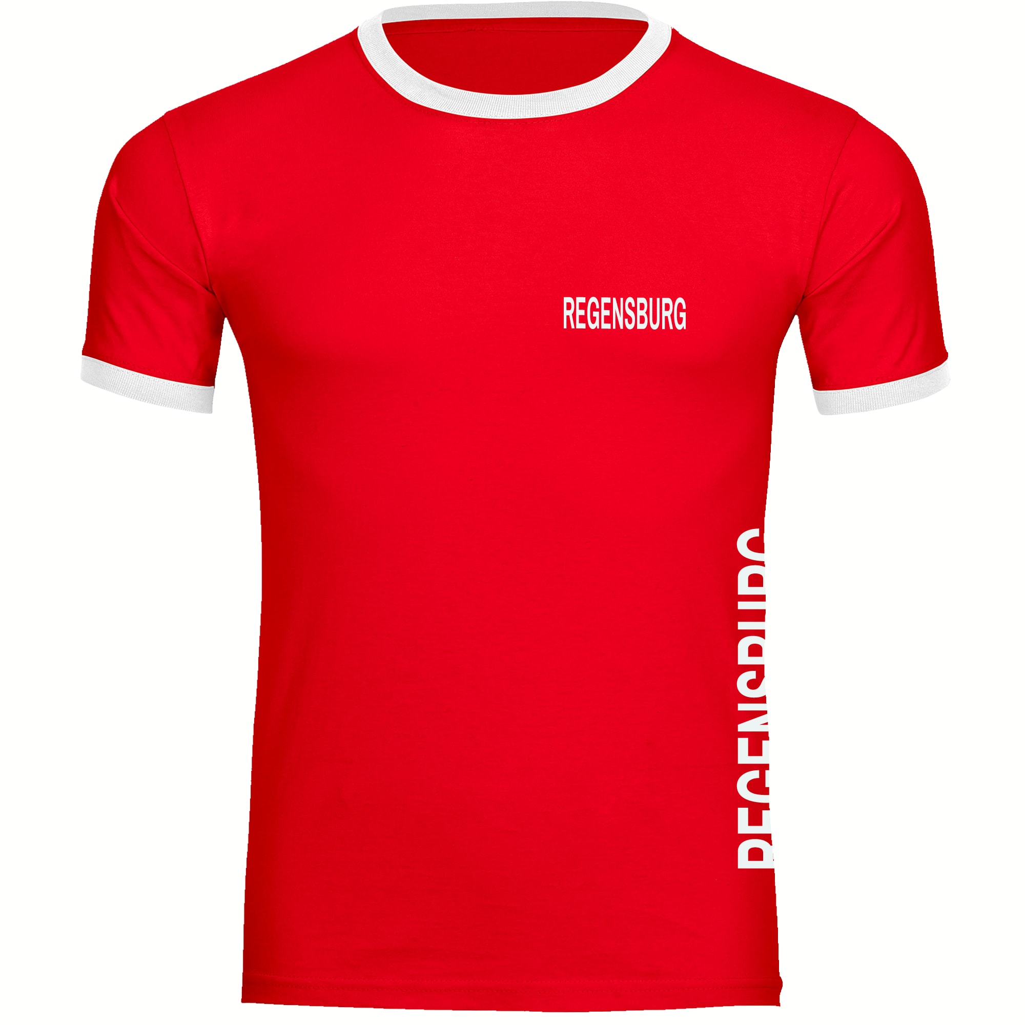 multifanshop Kontrast T-Shirt - Regensburg - Brust & Seite - Druck wei&szlig; - M&auml;nner 