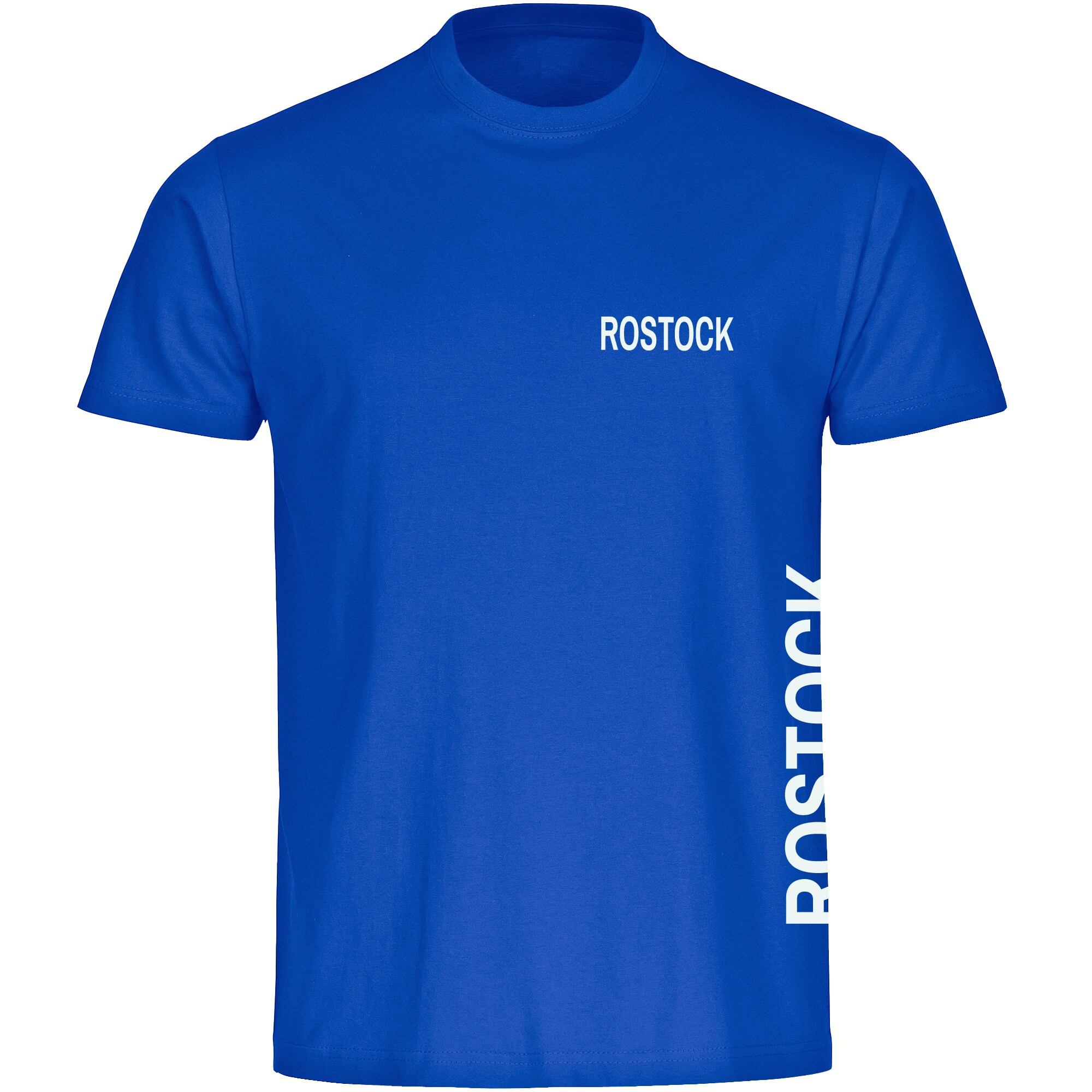 multifanshop Herren T-Shirt - Rostock - Brust & Seite - Druck wei&szlig; - M&auml;nner 