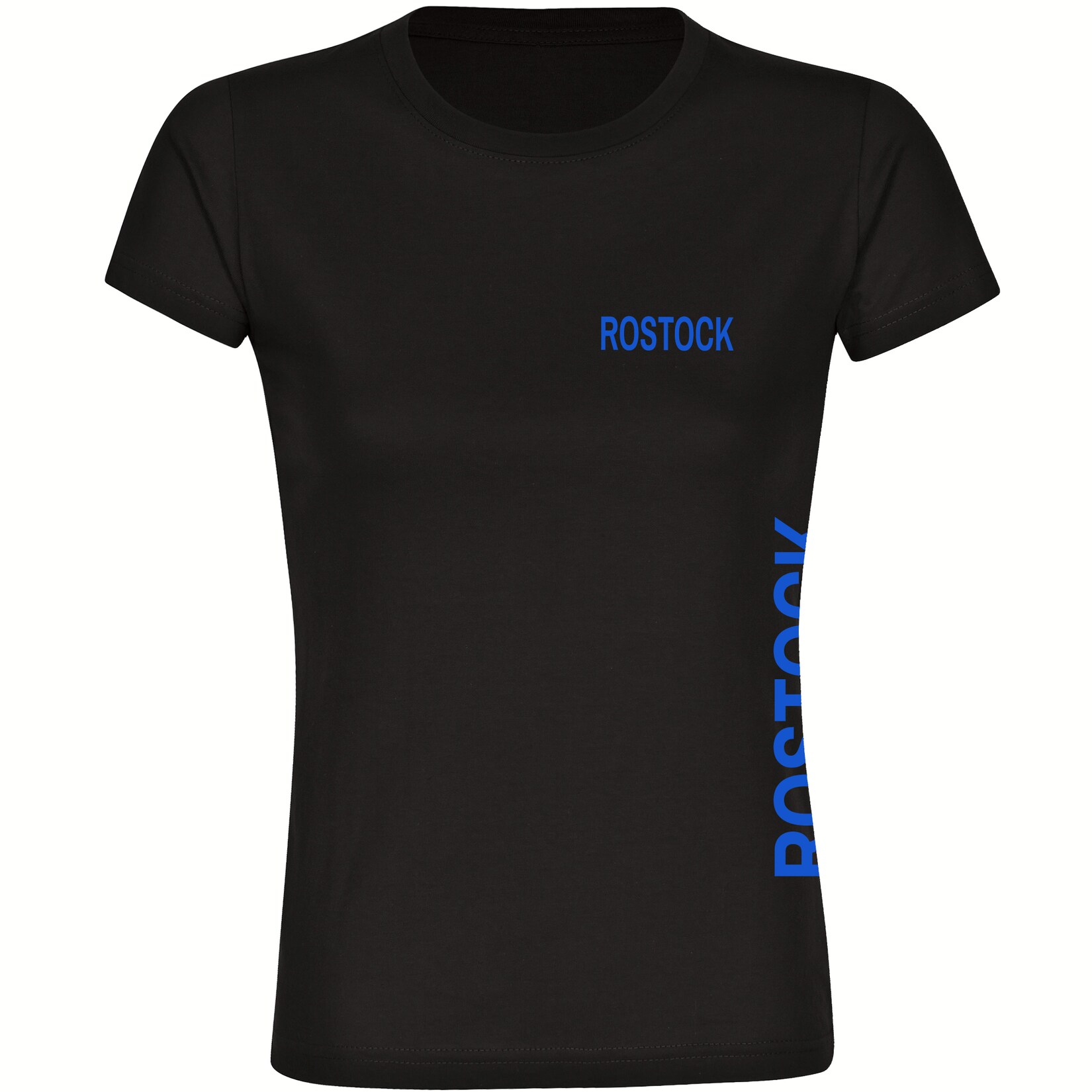 Damen T-Shirt - Rostock - Brust & Seite - Druck blau - Frauen