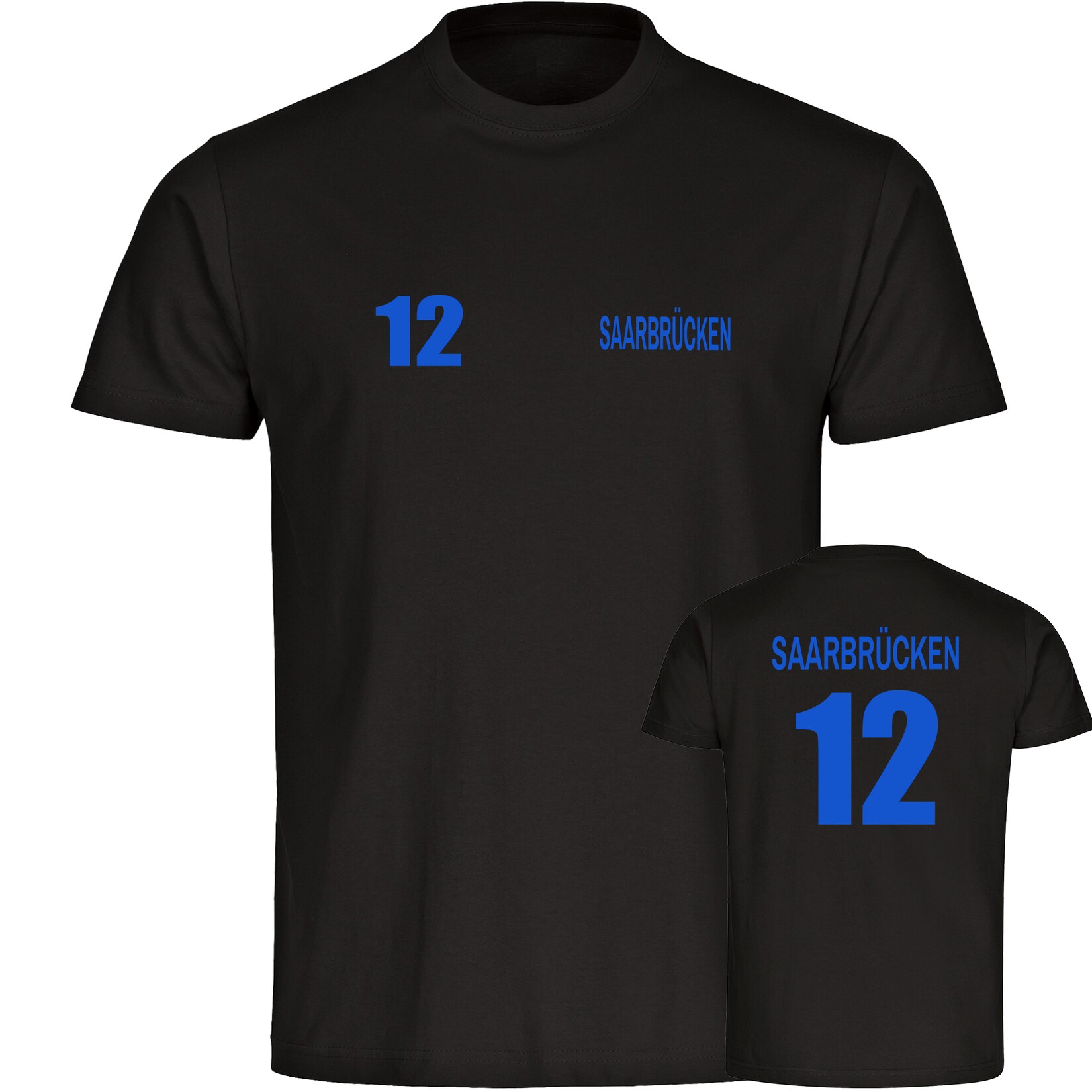 Kinder T-Shirt - Saarbrücken - Trikot Nummer 12 - Druck blau - Kind