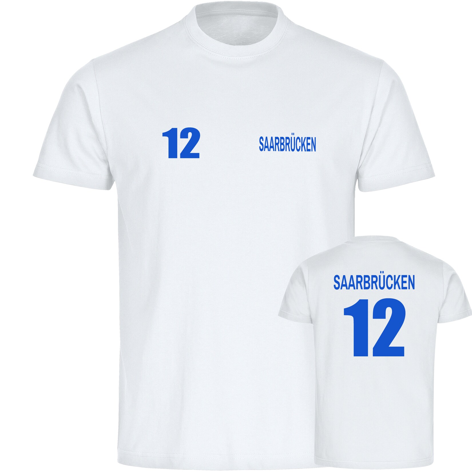 Kinder T-Shirt - Saarbrücken - Trikot Nummer 12 - Druck blau - Kind