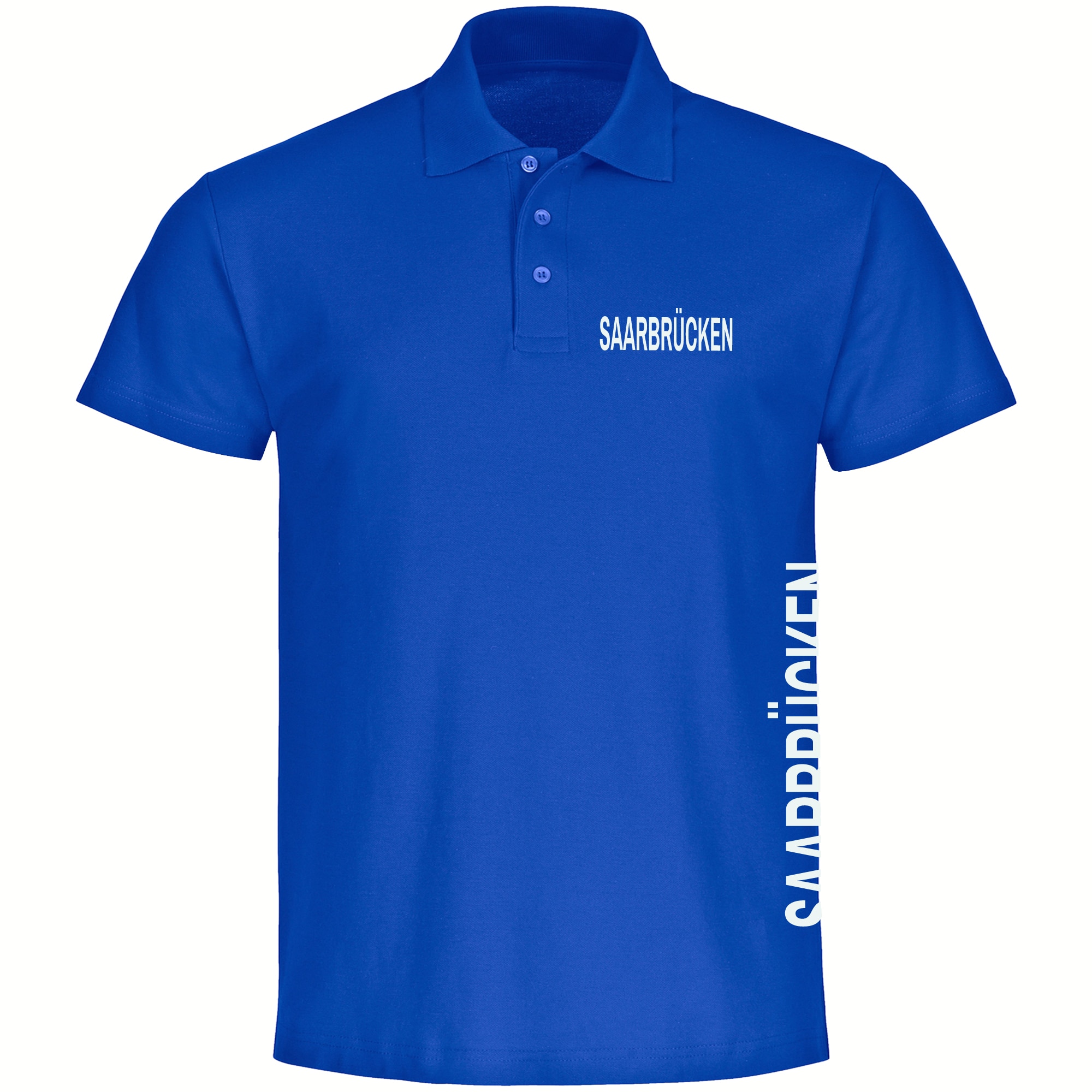 multifanshop Poloshirt - Saarbr&uuml;cken - Brust & Seite - Druck wei&szlig; - Polo 
