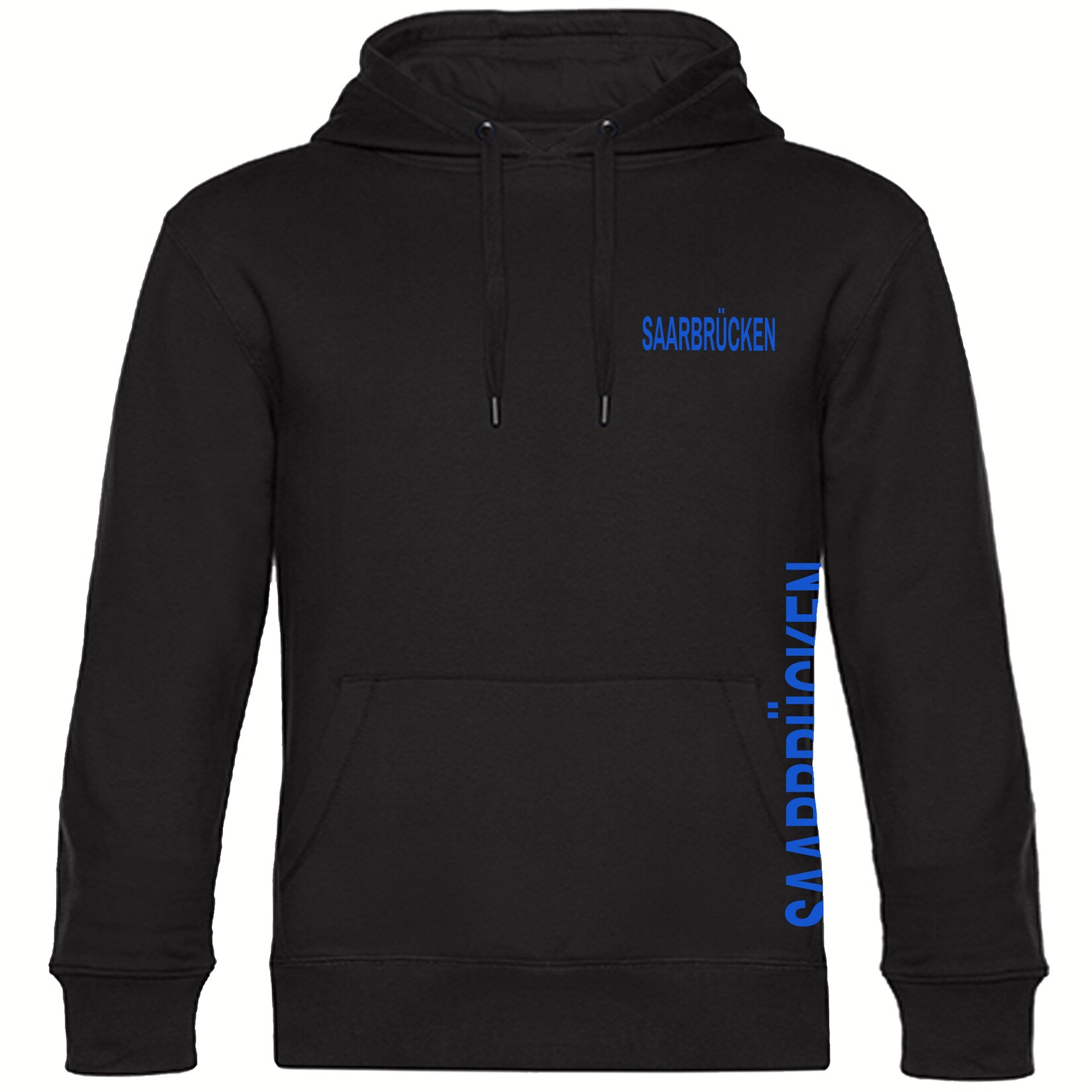 Kapuzen Sweatshirt - Saarbrücken - Brust & Seite - Druck blau - Hoodie