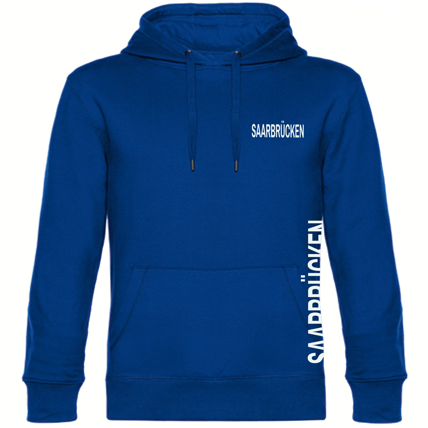 Kapuzen Sweatshirt - Saarbrücken - Brust & Seite - Druck weiß - Hoodie