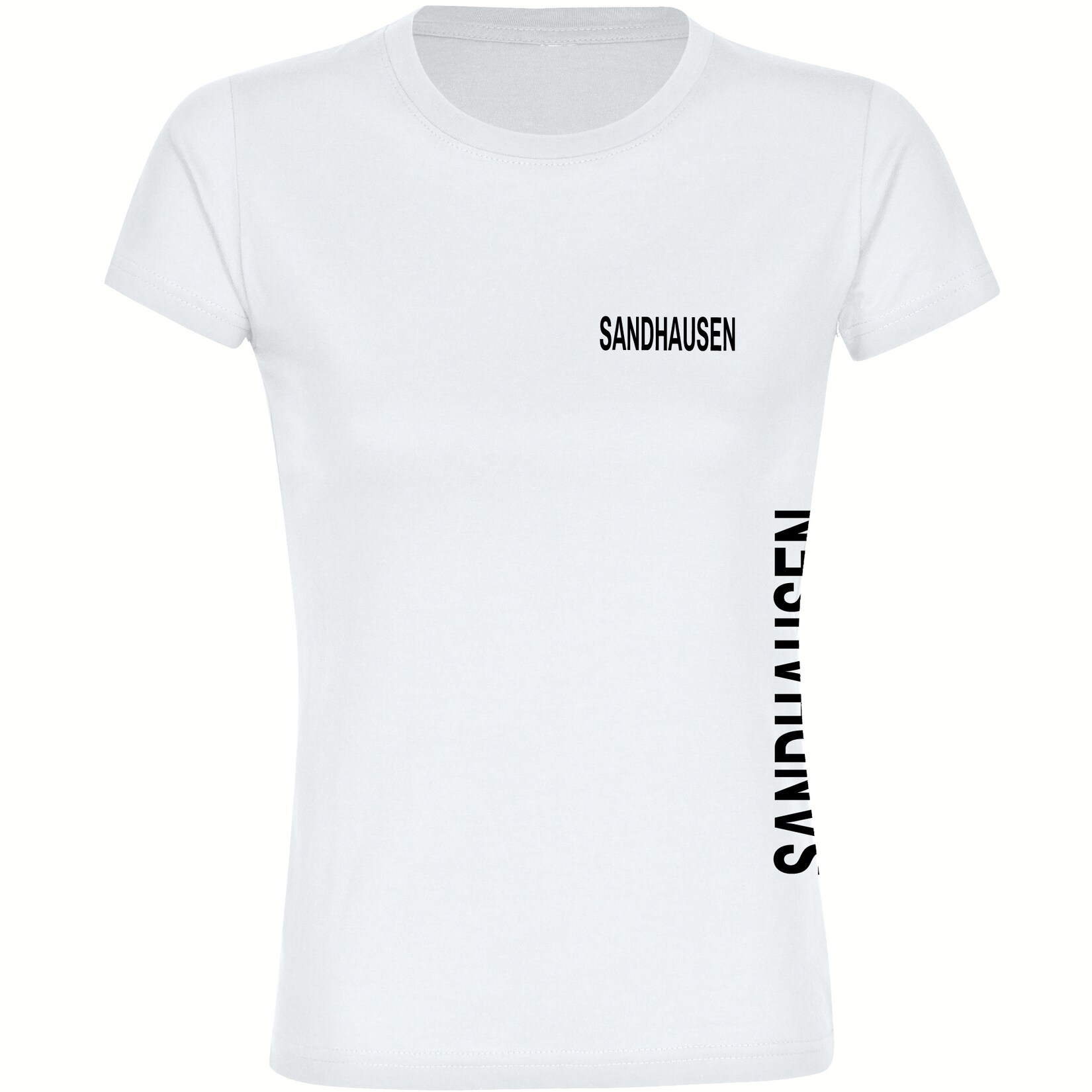 Damen T-Shirt - Sandhausen - Brust & Seite - Druck schwarz - Frauen