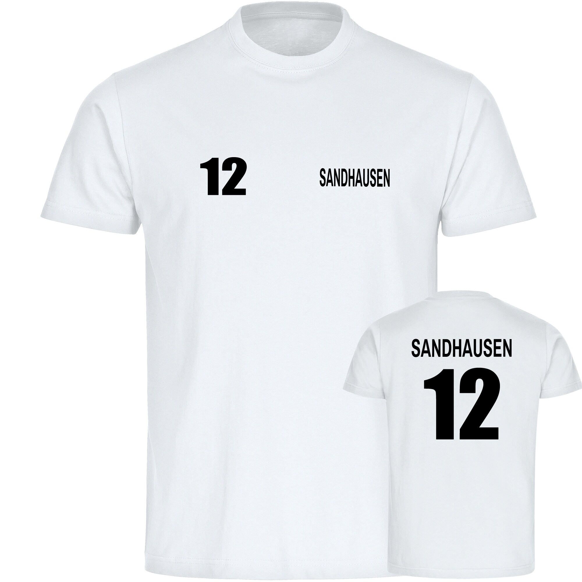 multifanshop Kinder T-Shirt - Sandhausen - Trikot Nummer 12 - Druck schwarz - Kind 