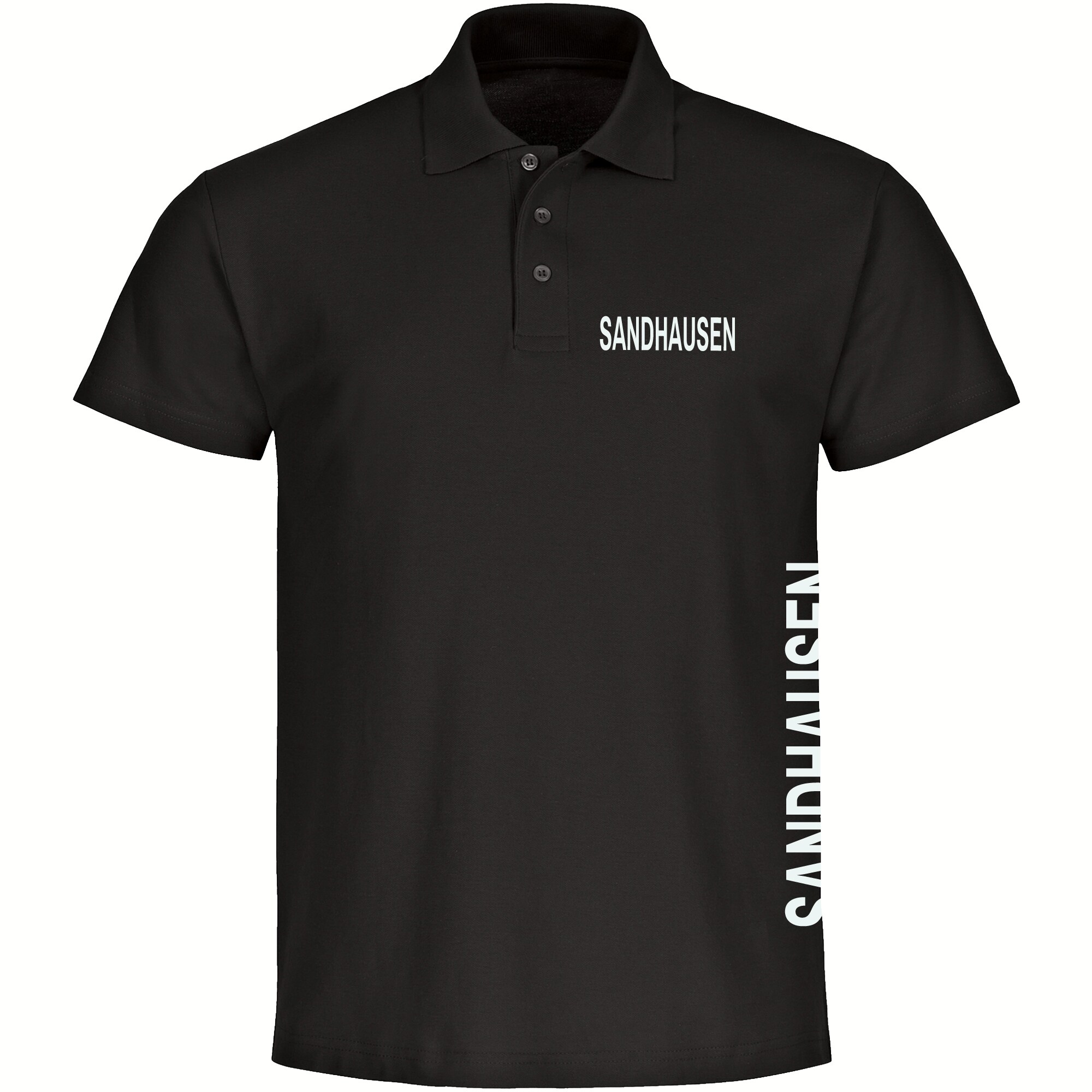multifanshop Poloshirt - Sandhausen - Brust & Seite - Druck wei&szlig; - Polo 