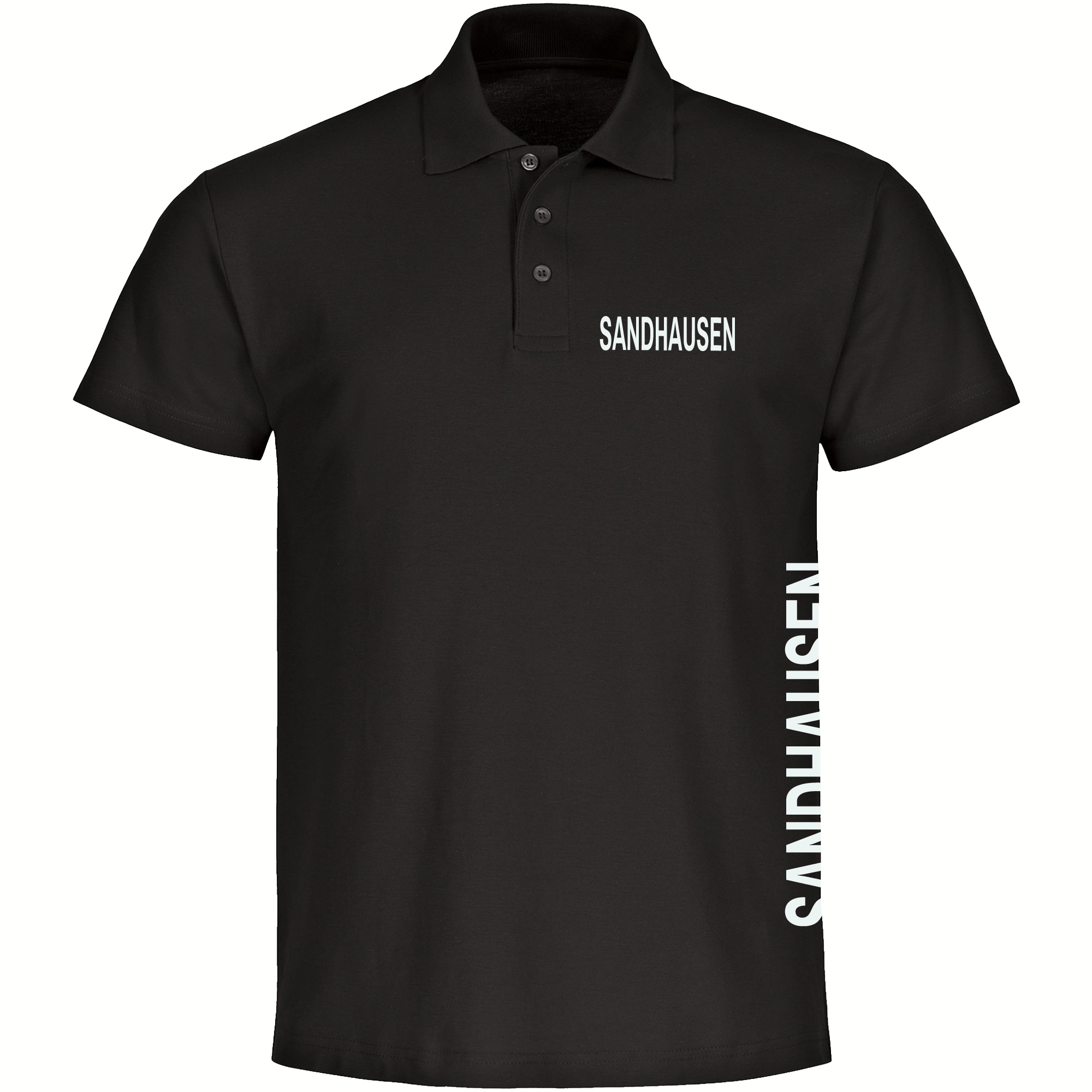 multifanshop Poloshirt - Sandhausen - Brust & Seite - Druck wei&szlig; - Polo 