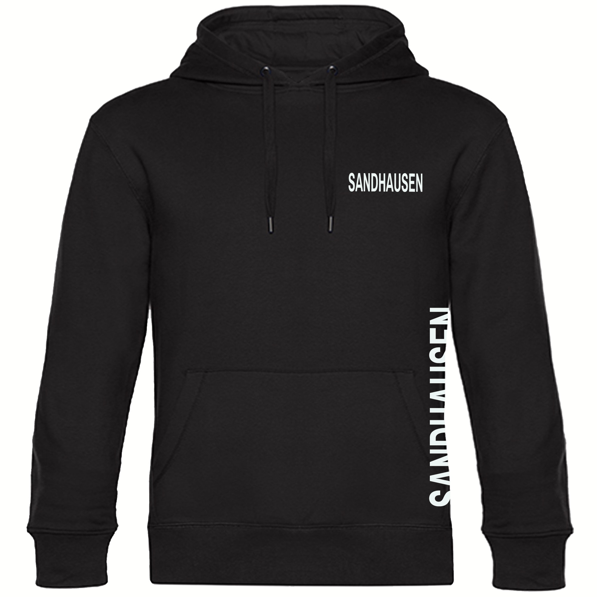 multifanshop Kapuzen Sweatshirt - Sandhausen - Brust & Seite - Druck wei&szlig; - Hoodie 
