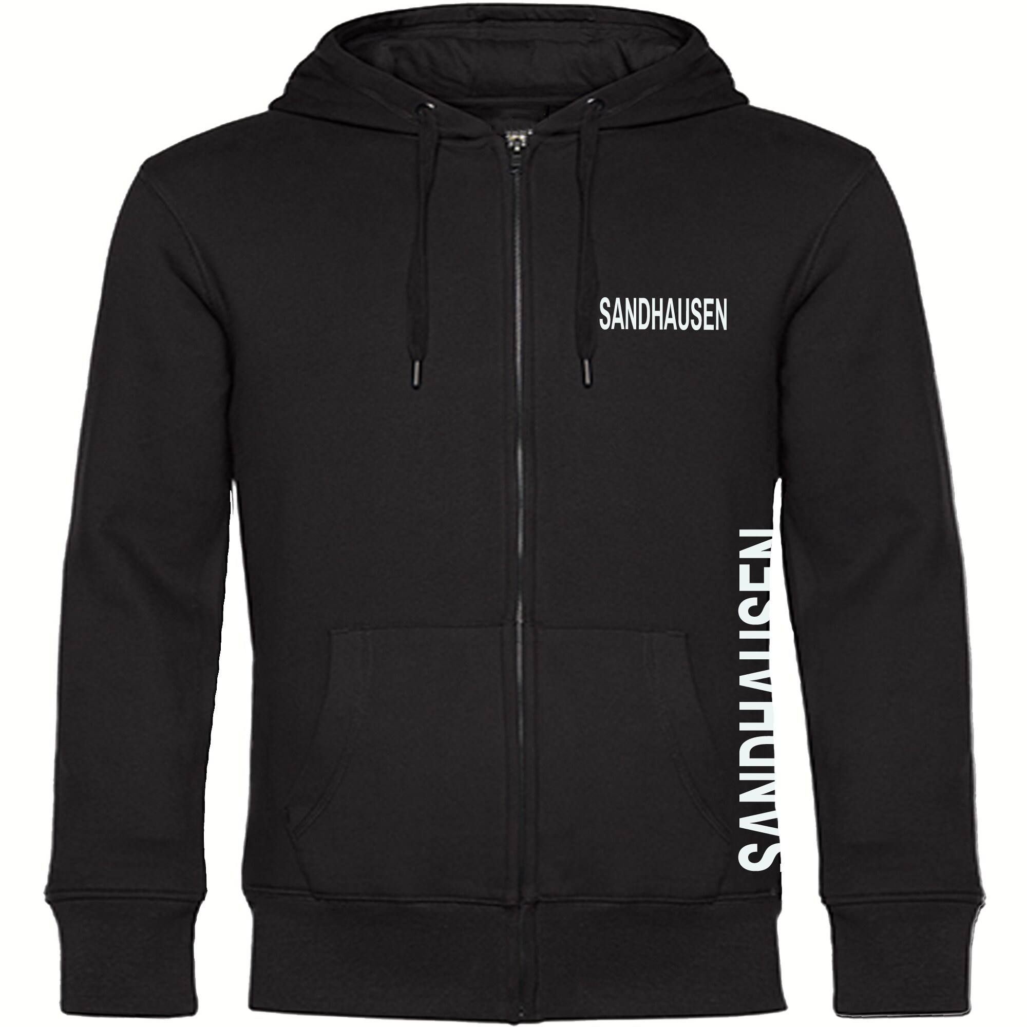 multifanshop Kapuzen Sweatshirt Jacke - Sandhausen - Brust & Seite - Druck wei&szlig; - Sweat 