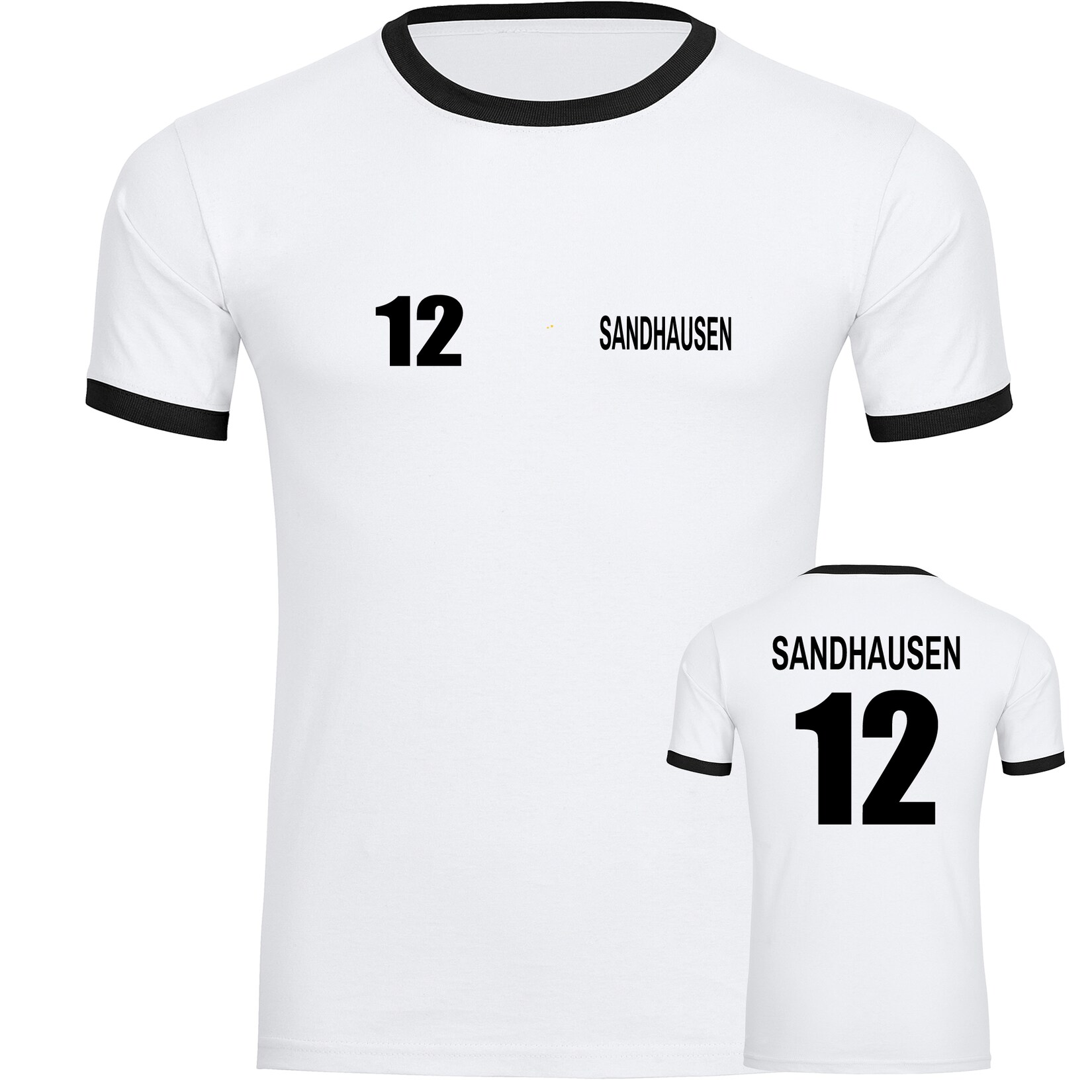 Kontrast T-Shirt - Sandhausen - Trikot Nummer 12 - Druck schwarz - Männer