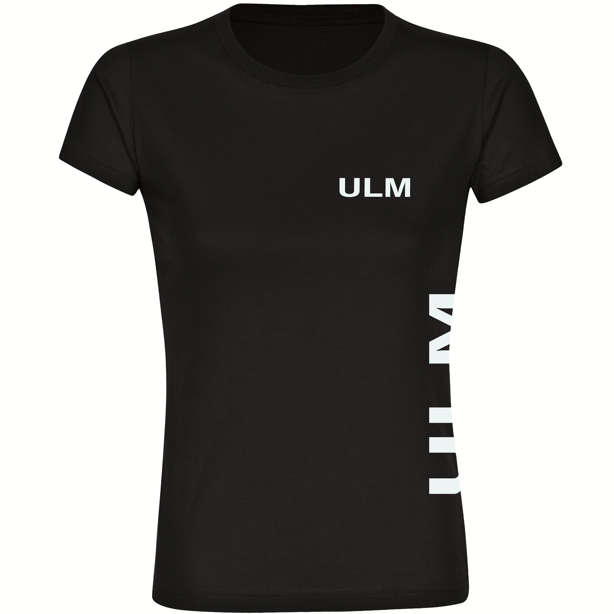 multifanshop Damen T-Shirt - Ulm - Brust & Seite - Druck wei&szlig; - Frauen 