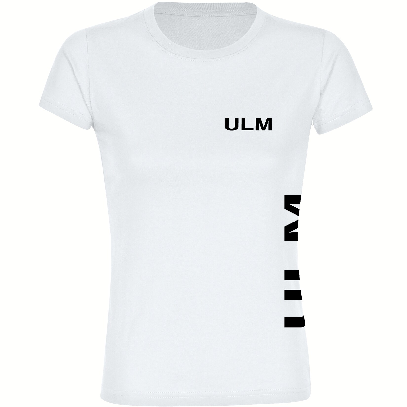 Damen T-Shirt - Ulm - Brust & Seite - Druck schwarz - Frauen