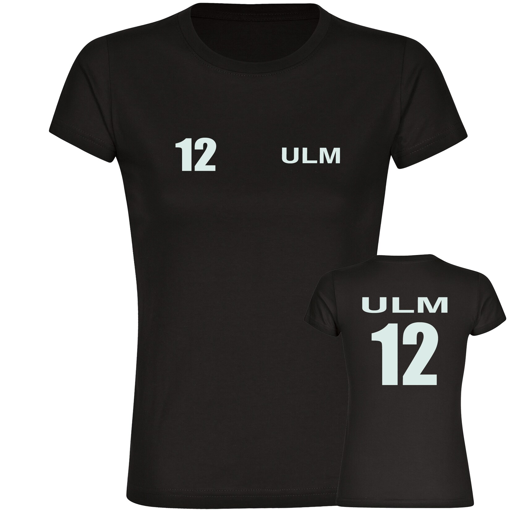 Damen T-Shirt - Ulm - Trikot Nummer 12 - Druck weiß - Frauen