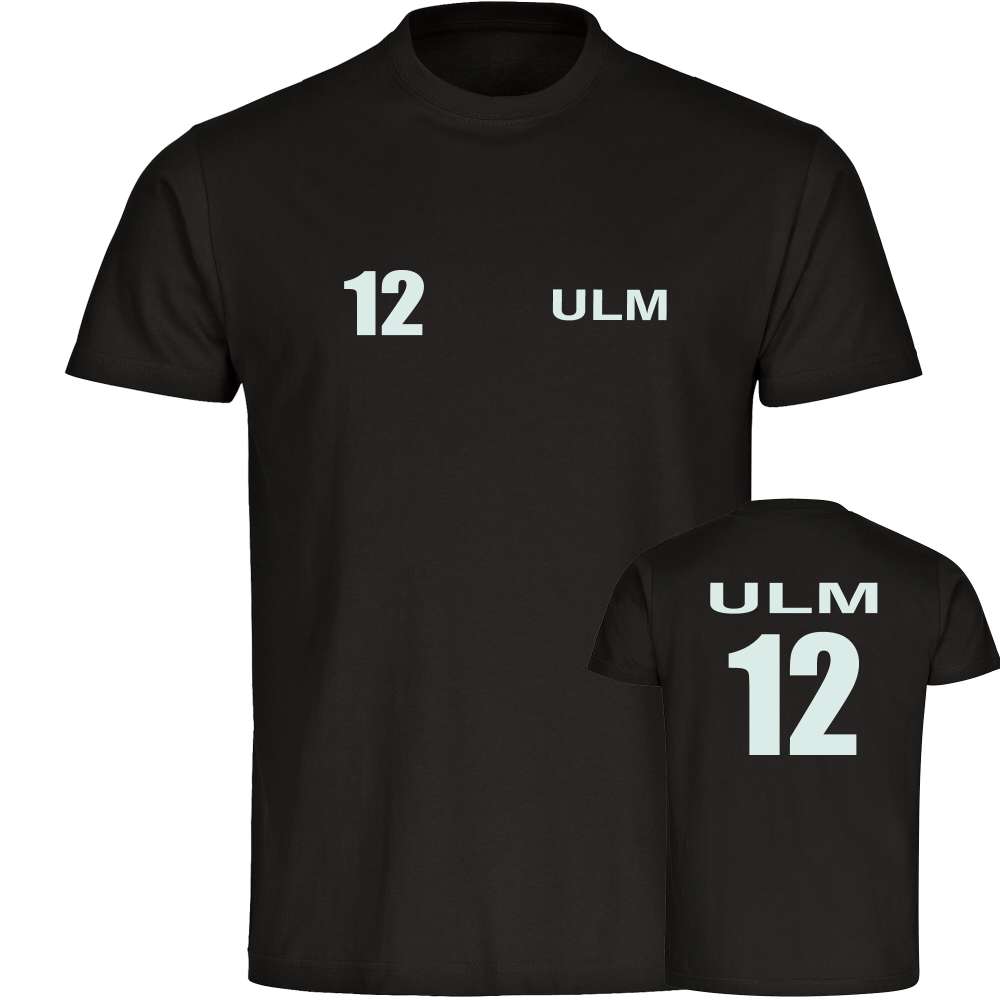 multifanshop Kinder T-Shirt - Ulm - Trikot Nummer 12 - Druck wei&szlig; - Kind 
