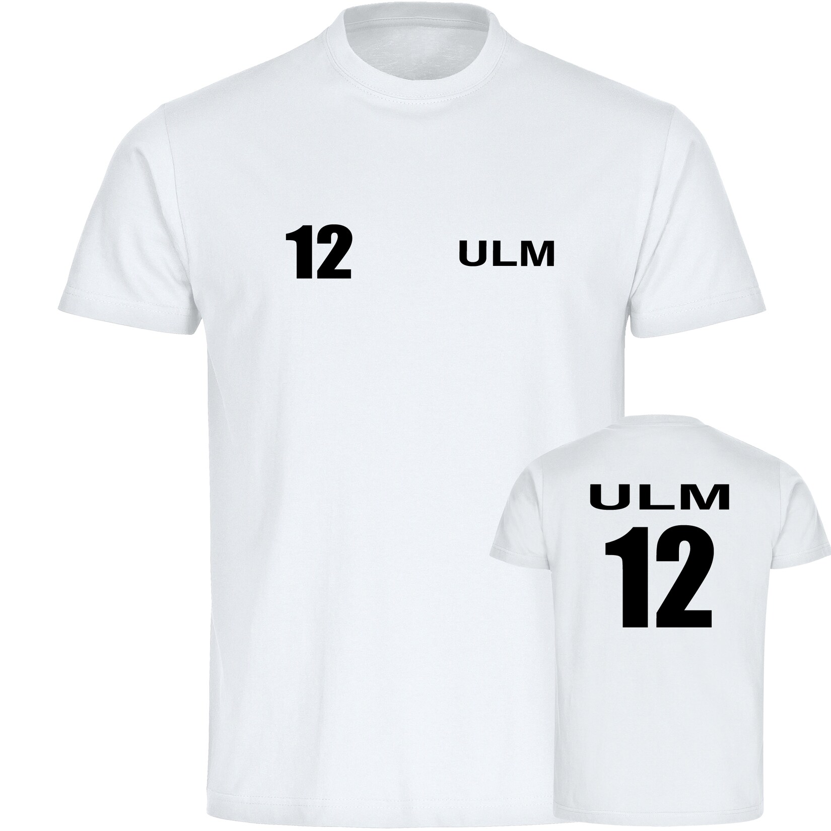 Kinder T-Shirt - Ulm - Trikot Nummer 12 - Druck schwarz - Kind