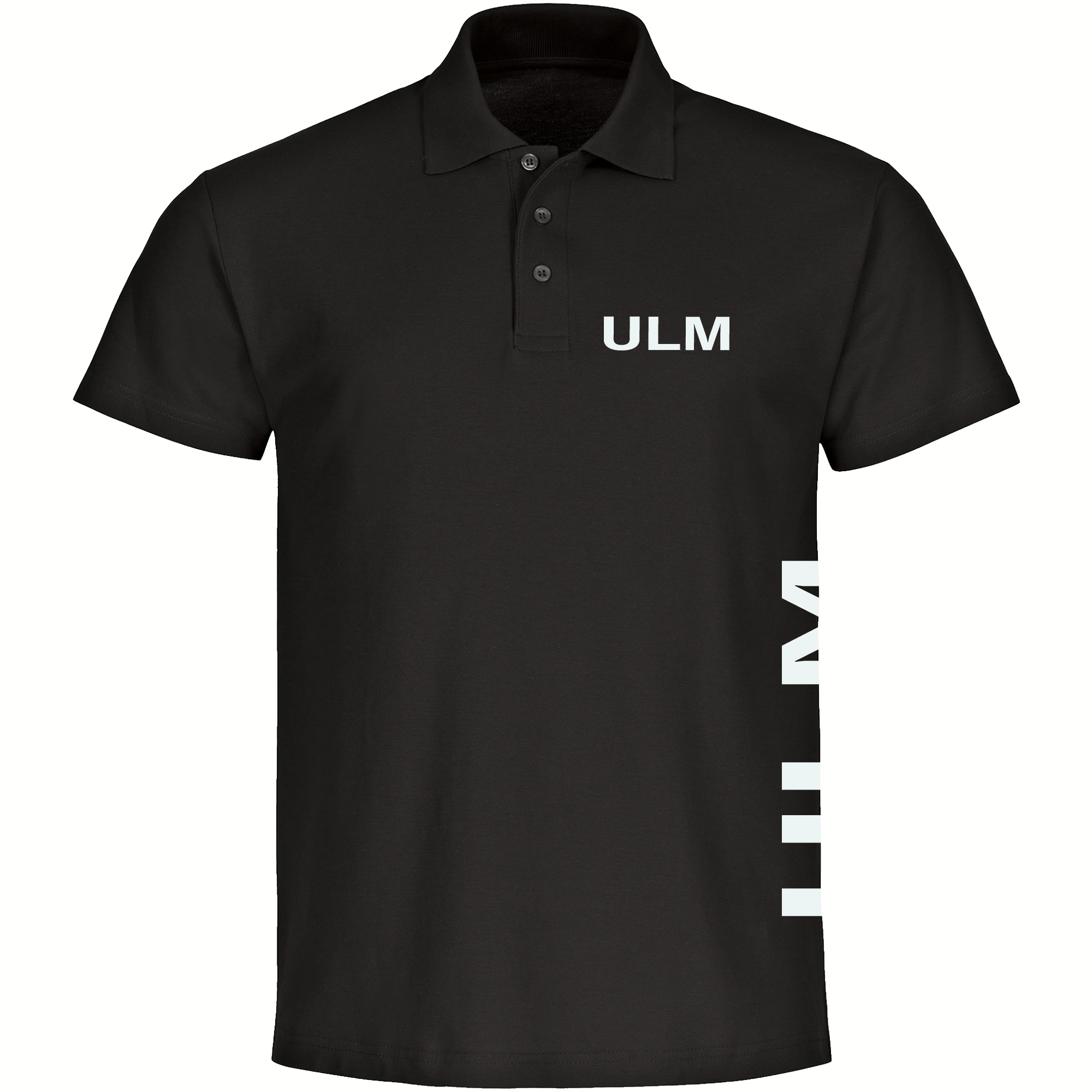 multifanshop Poloshirt - Ulm - Brust & Seite - Druck wei&szlig; - Polo 