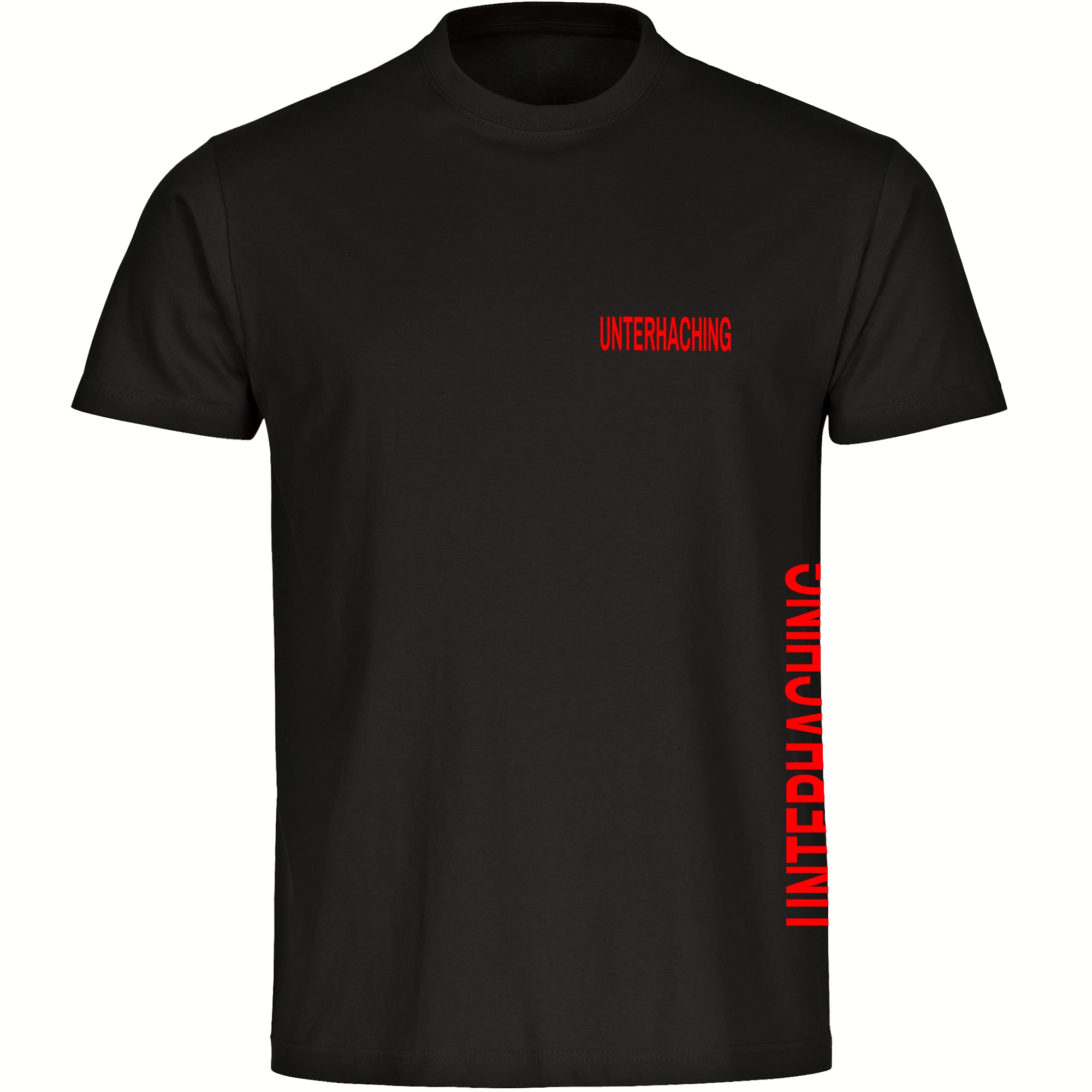 multifanshop Herren T-Shirt - Unterhaching - Brust & Seite - Druck rot - M&auml;nner 