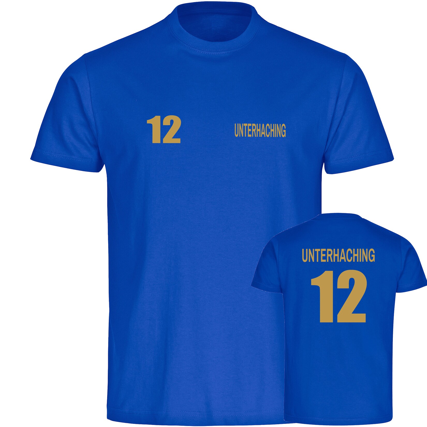 Kinder T-Shirt - Unterhaching - Trikot Nummer 12 gold - Druck gold metallic - Kind