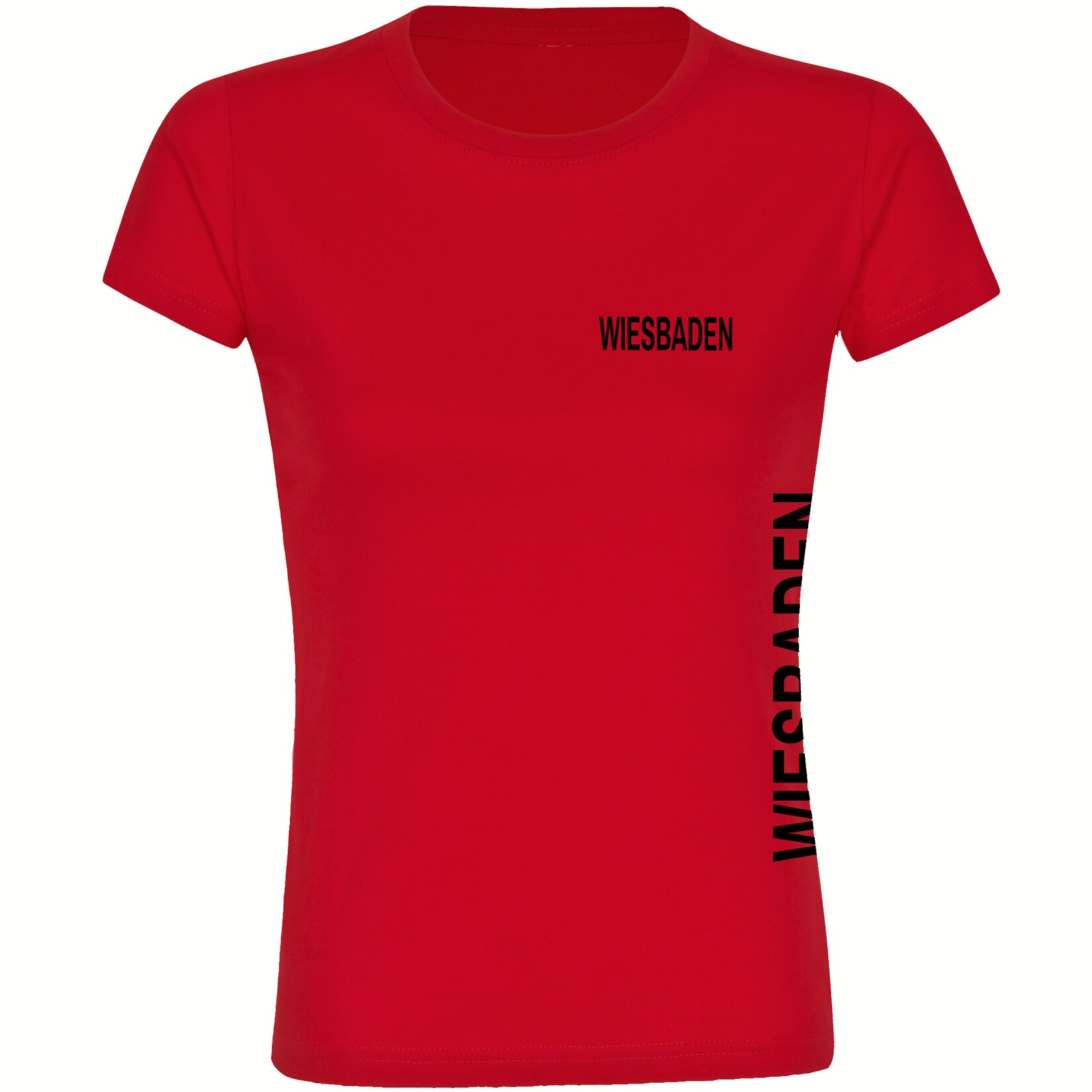 Damen T-Shirt - Wiesbaden - Brust & Seite - Druck schwarz - Frauen