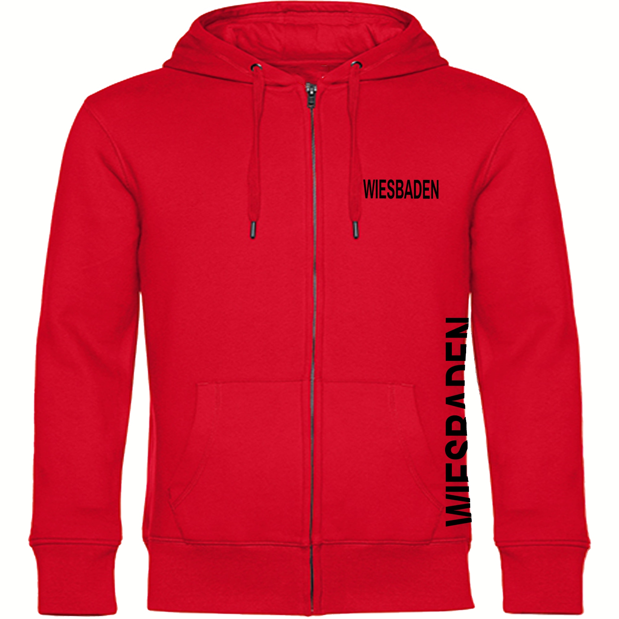 multifanshop Kapuzen Sweatshirt Jacke - Wiesbaden - Brust & Seite - Druck schwarz - Sweat 