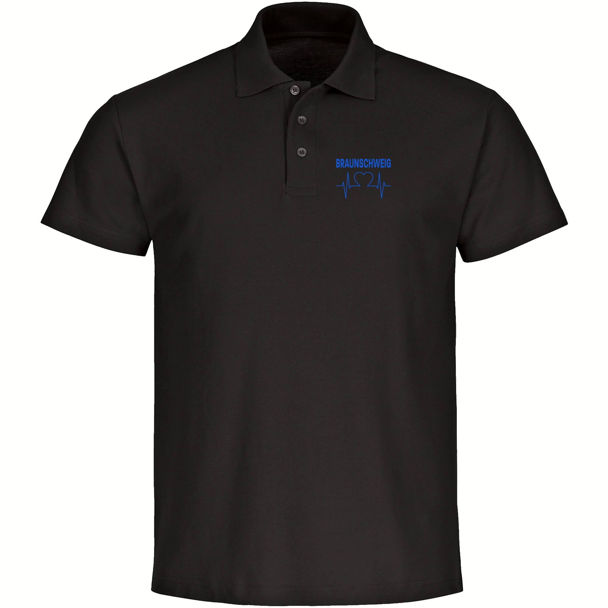 multifanshop Poloshirt - Braunschweig - Herzschlag - Druck blau - Polo 