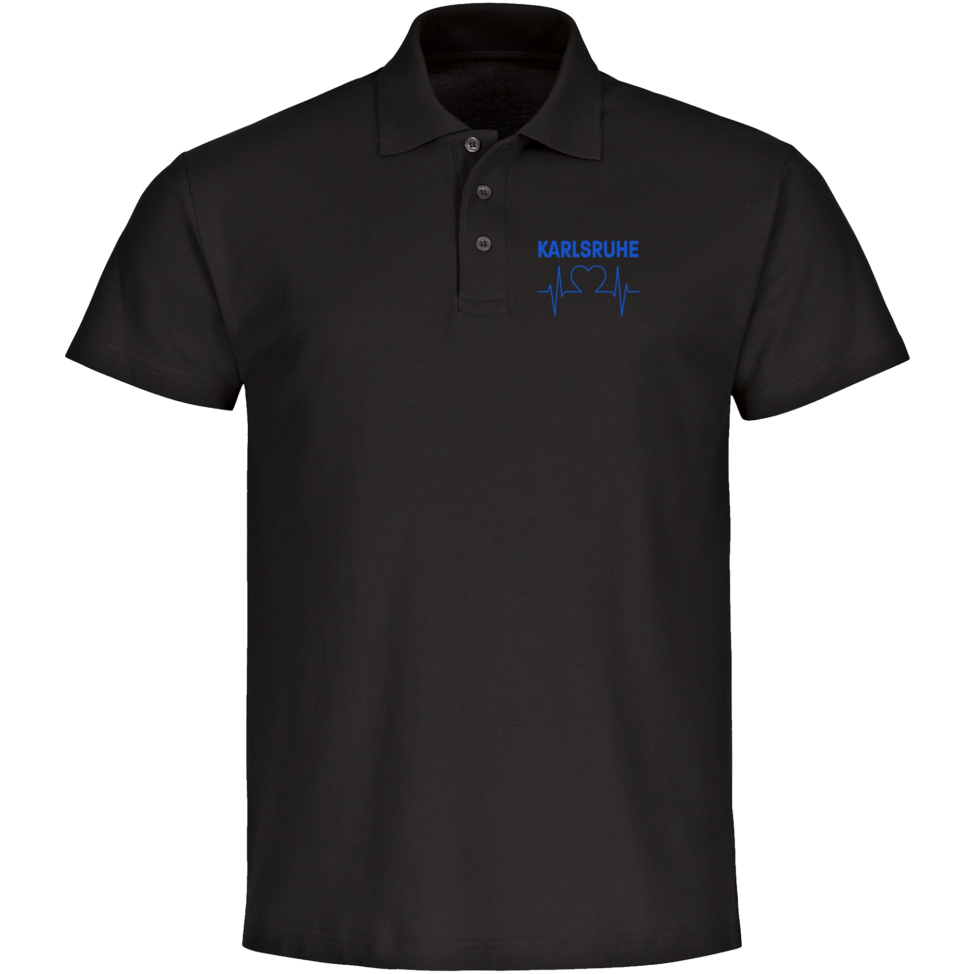 multifanshop Poloshirt - Karlsruhe - Herzschlag - Druck blau - Polo 