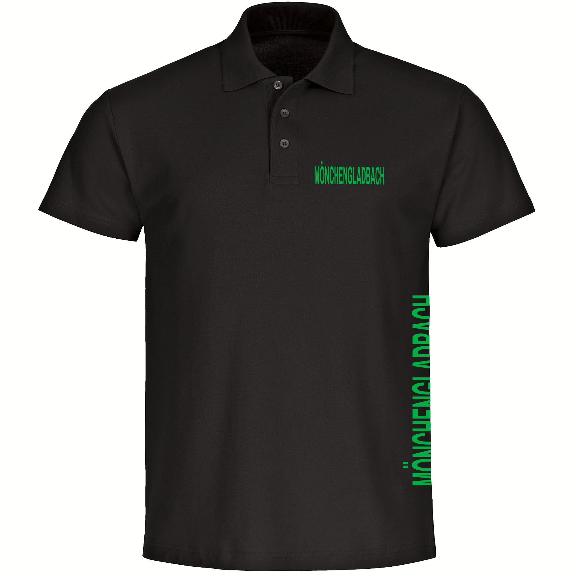 multifanshop Poloshirt - M&ouml;nchengladbach - Brust & Seite - Druck gr&uuml;n - Polo 