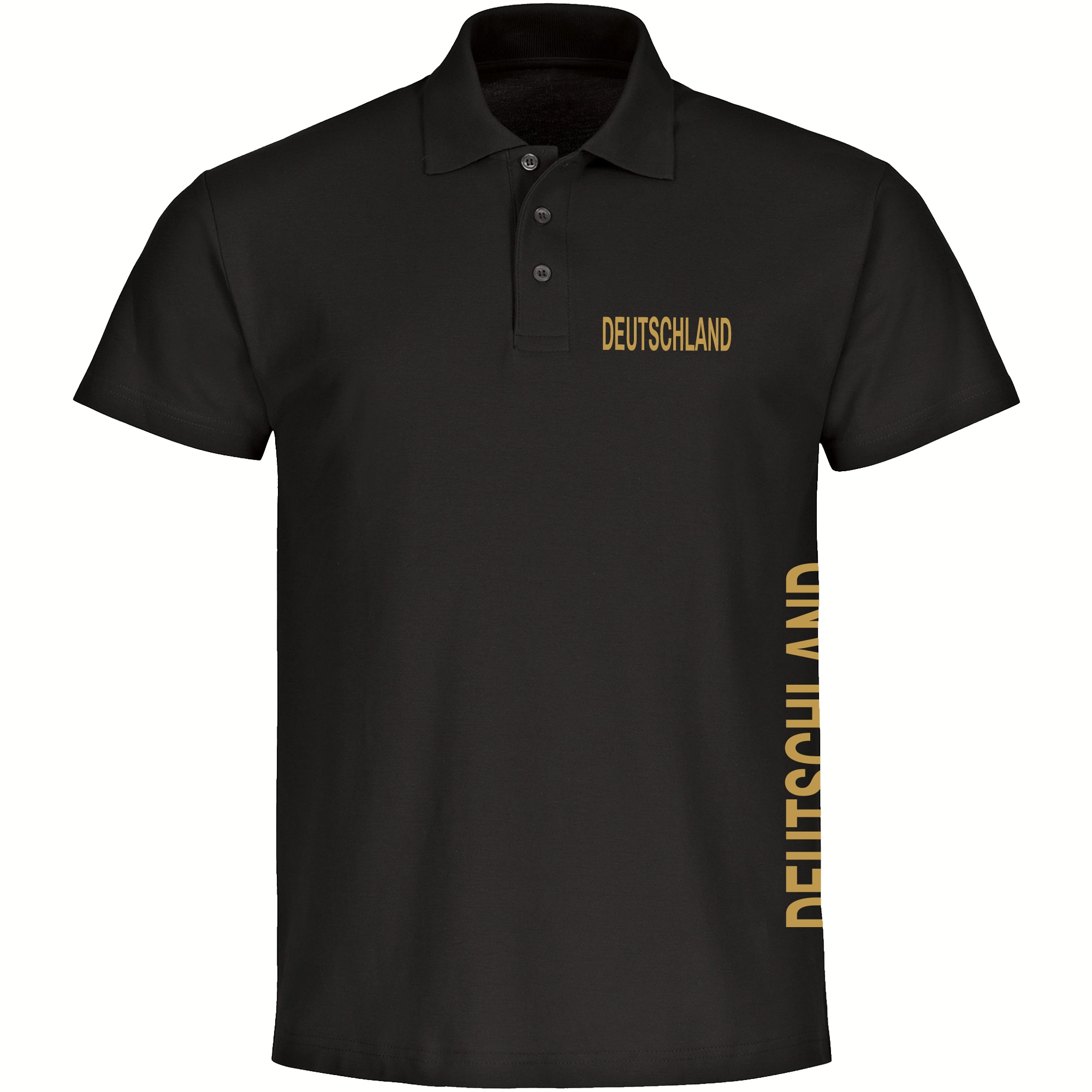 multifanshop Poloshirt - Deutschland - Brust & Seite Gold - Druck gold metallic - Polo 