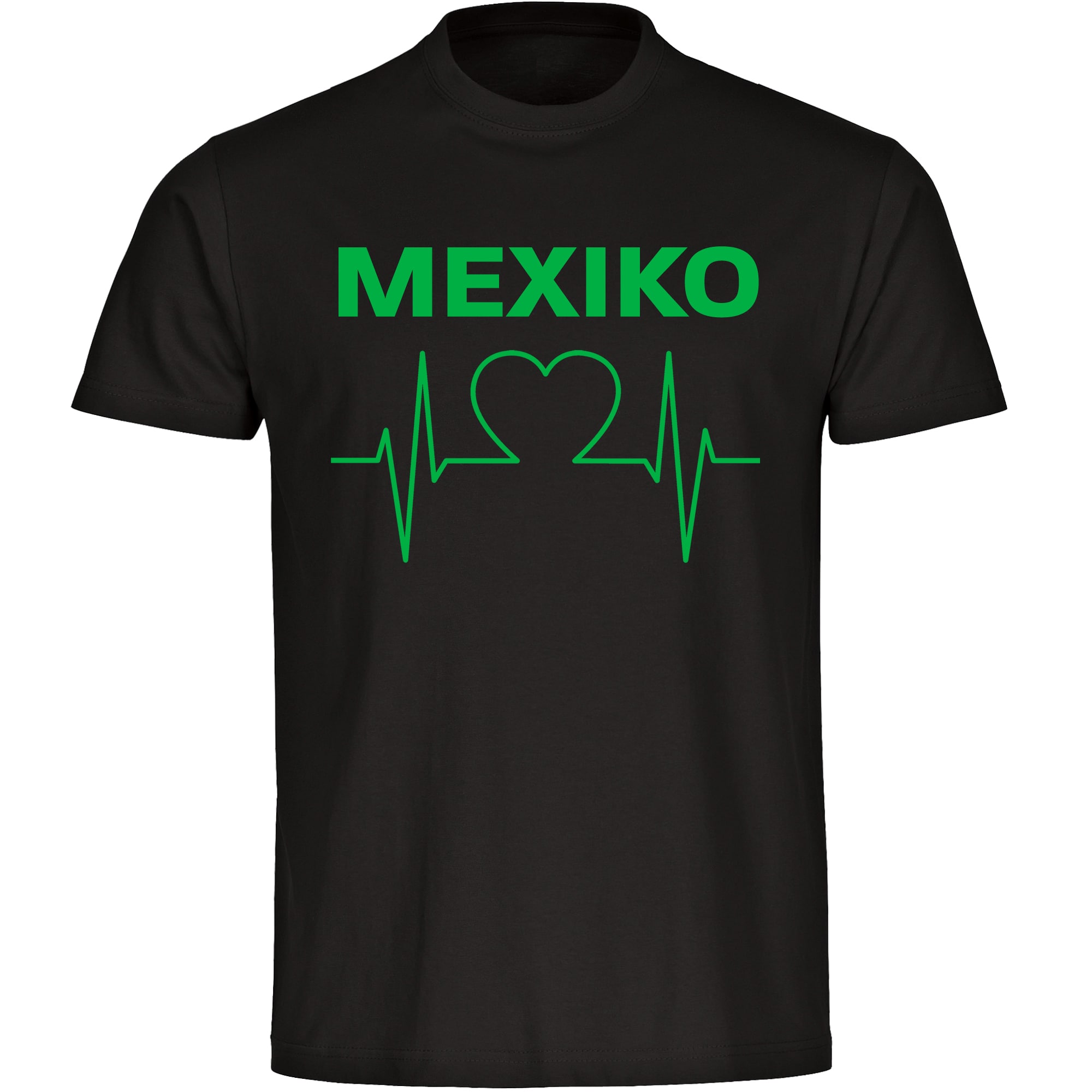 multifanshop Herren T-Shirt - Mexiko - Herzschlag - Druck gr&uuml;n - M&auml;nner 