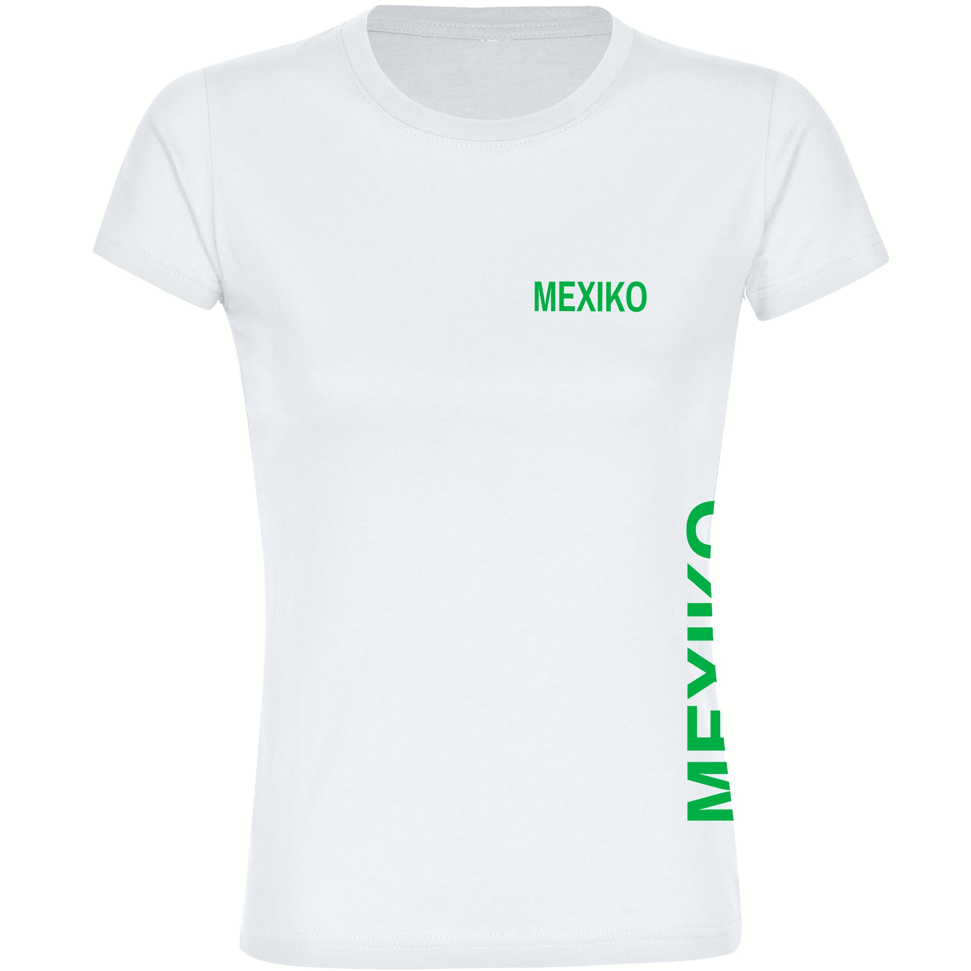 multifanshop Damen T-Shirt - Mexiko - Brust & Seite - Druck gr&uuml;n - Frauen 