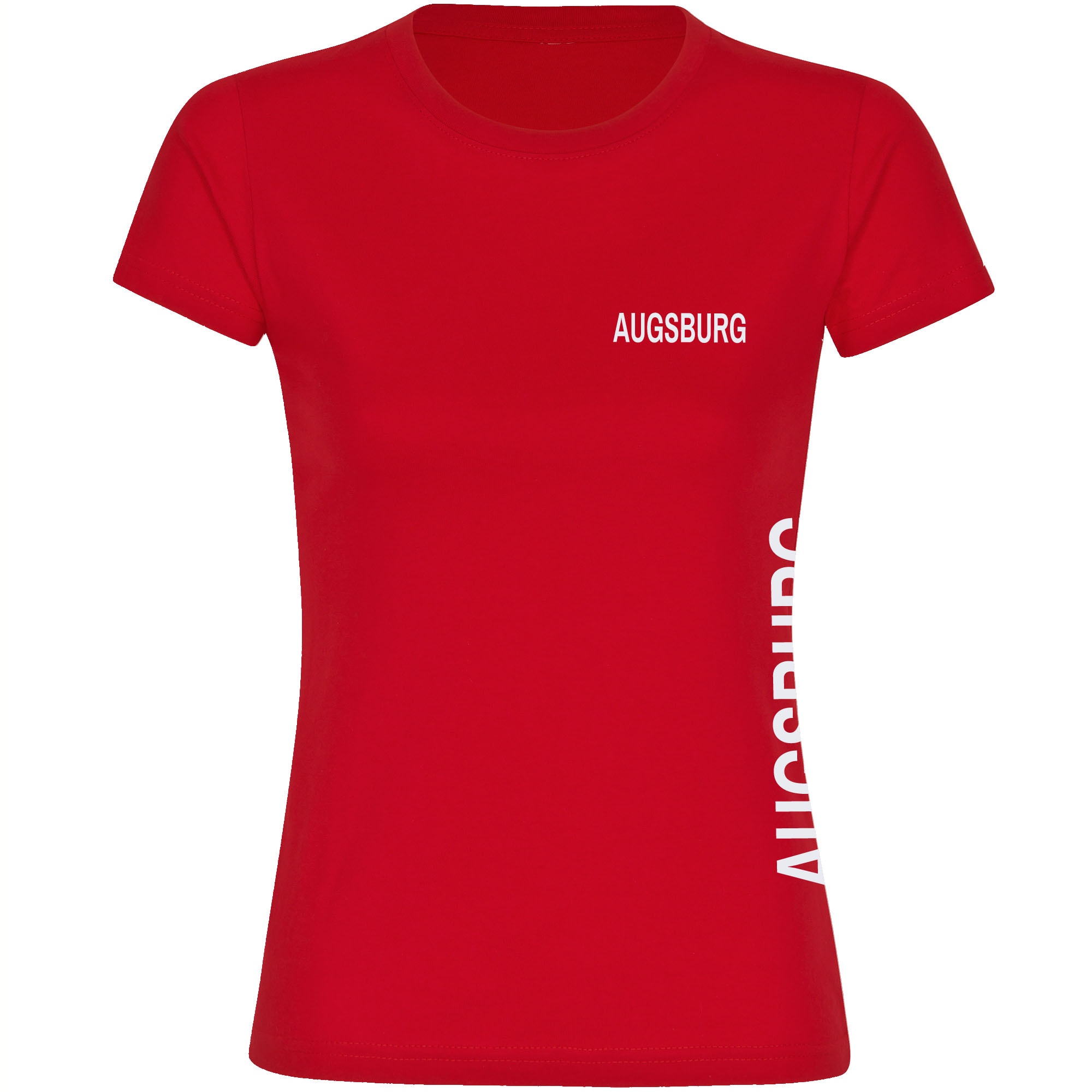 multifanshop Damen T-Shirt - Augsburg - Brust & Seite - Druck wei&szlig; - Frauen 
