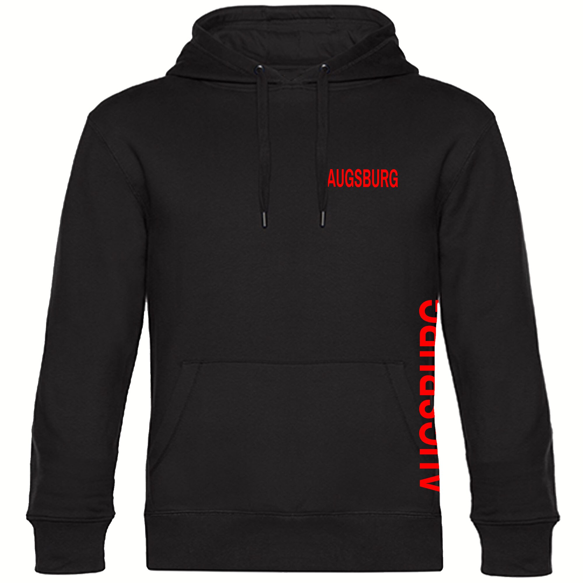 multifanshop Kapuzen Sweatshirt - Augsburg - Brust & Seite - Druck rot - Hoodie 