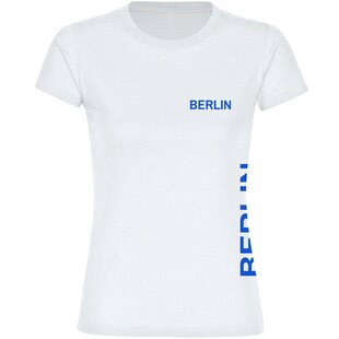 multifanshop Damen T-Shirt - Berlin blau - Brust & Seite - Druck blau - Frauen 
